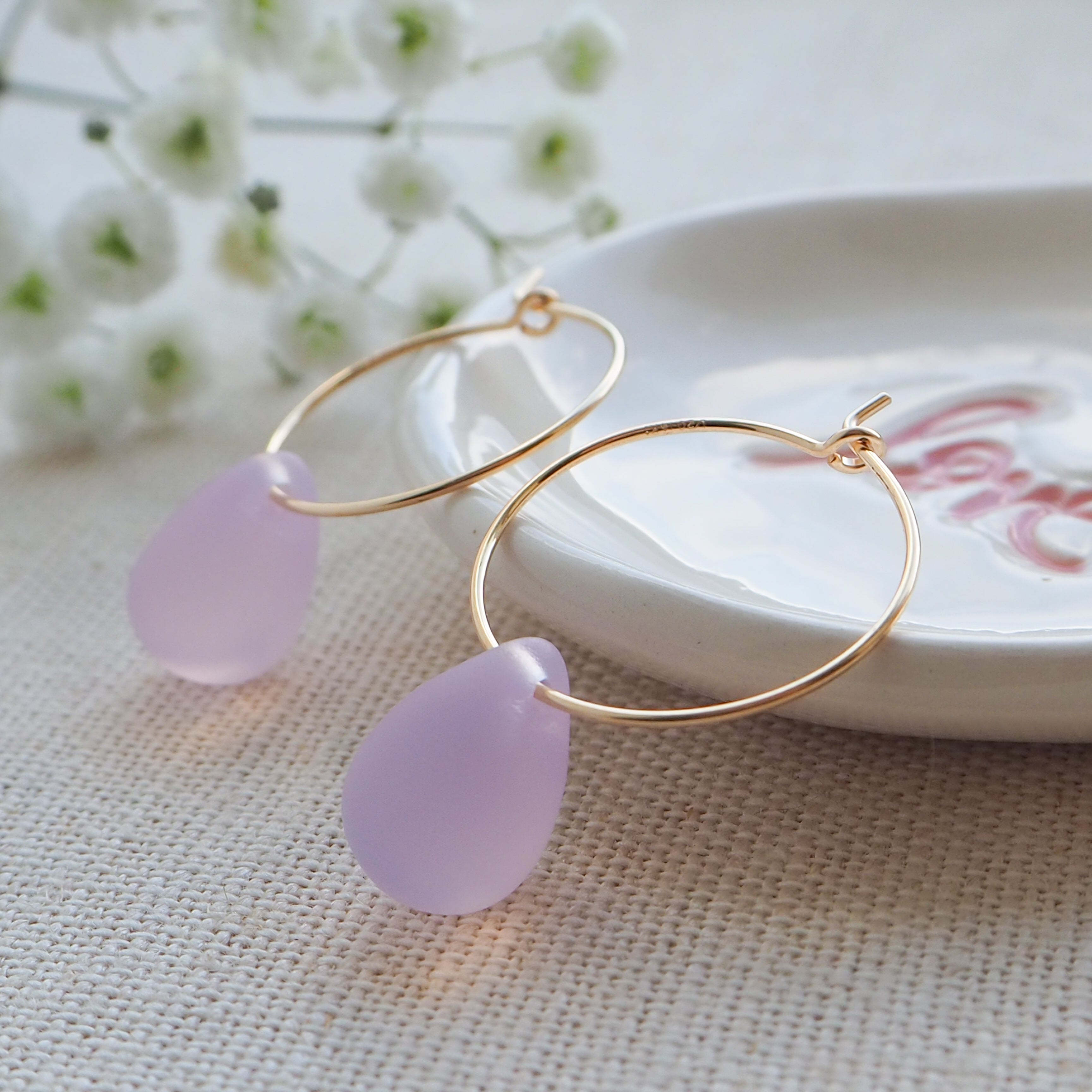 Pink Opal Mermaid Hoops