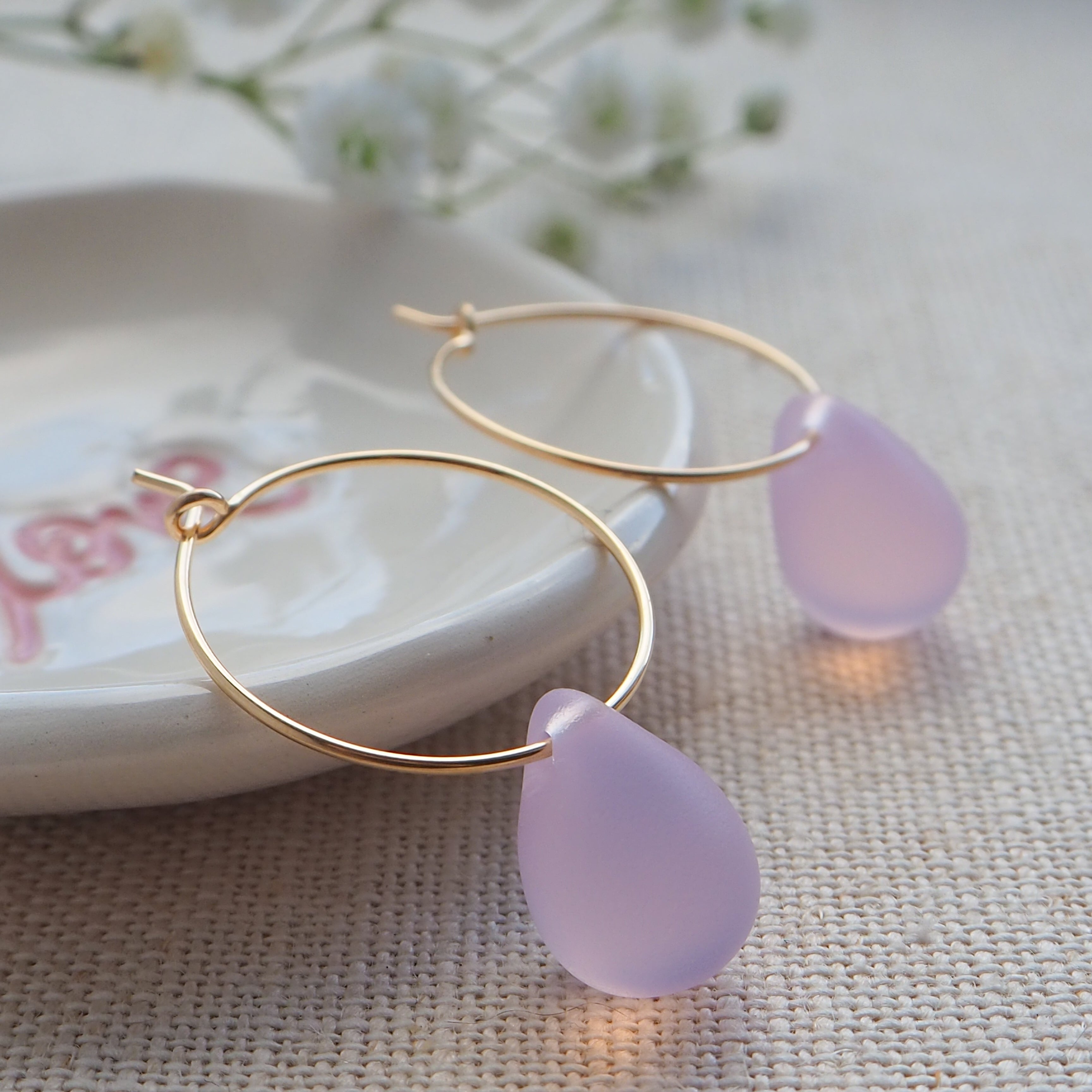 Pink Opal Mermaid Hoops