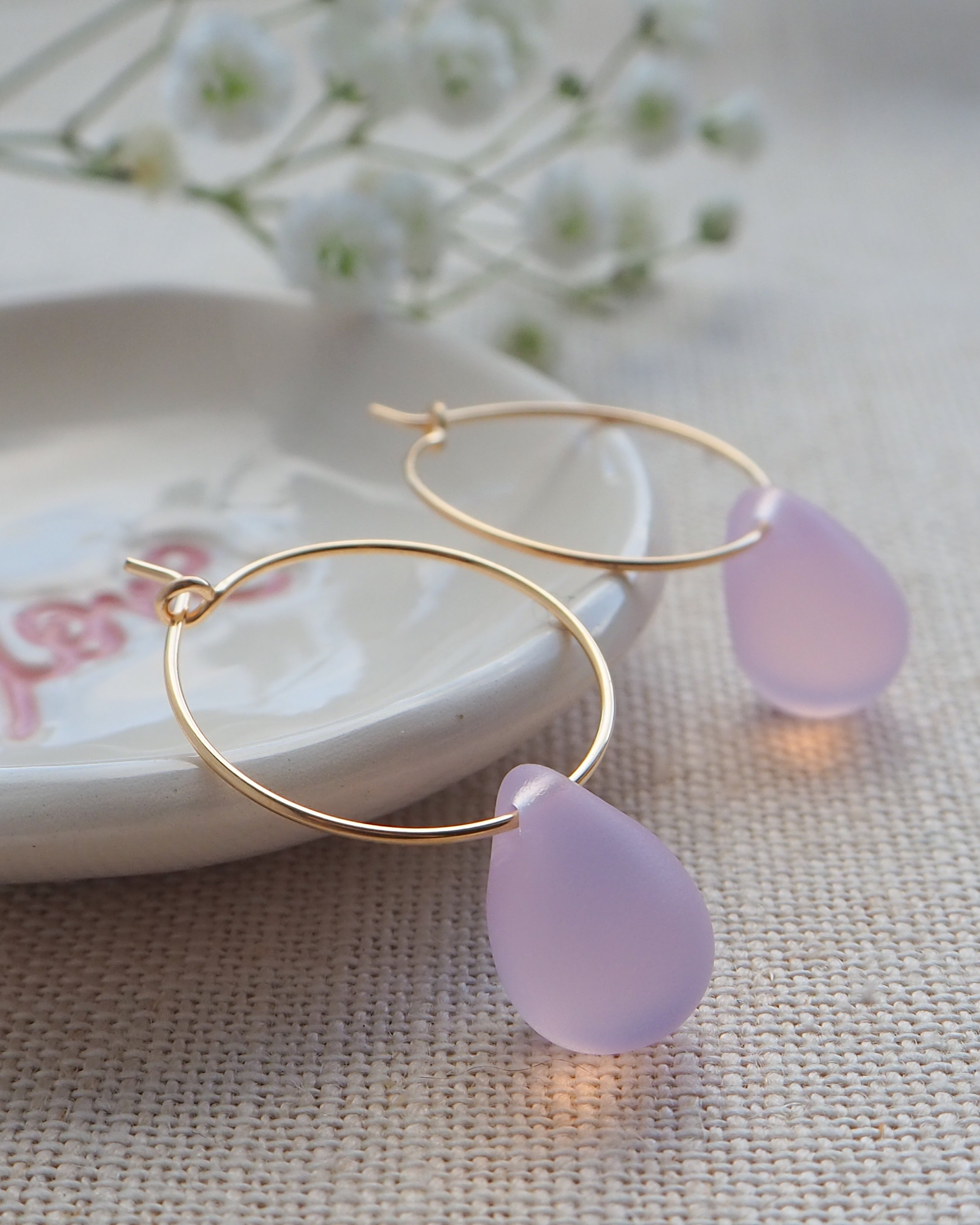 Pink Opal Mermaid Hoops