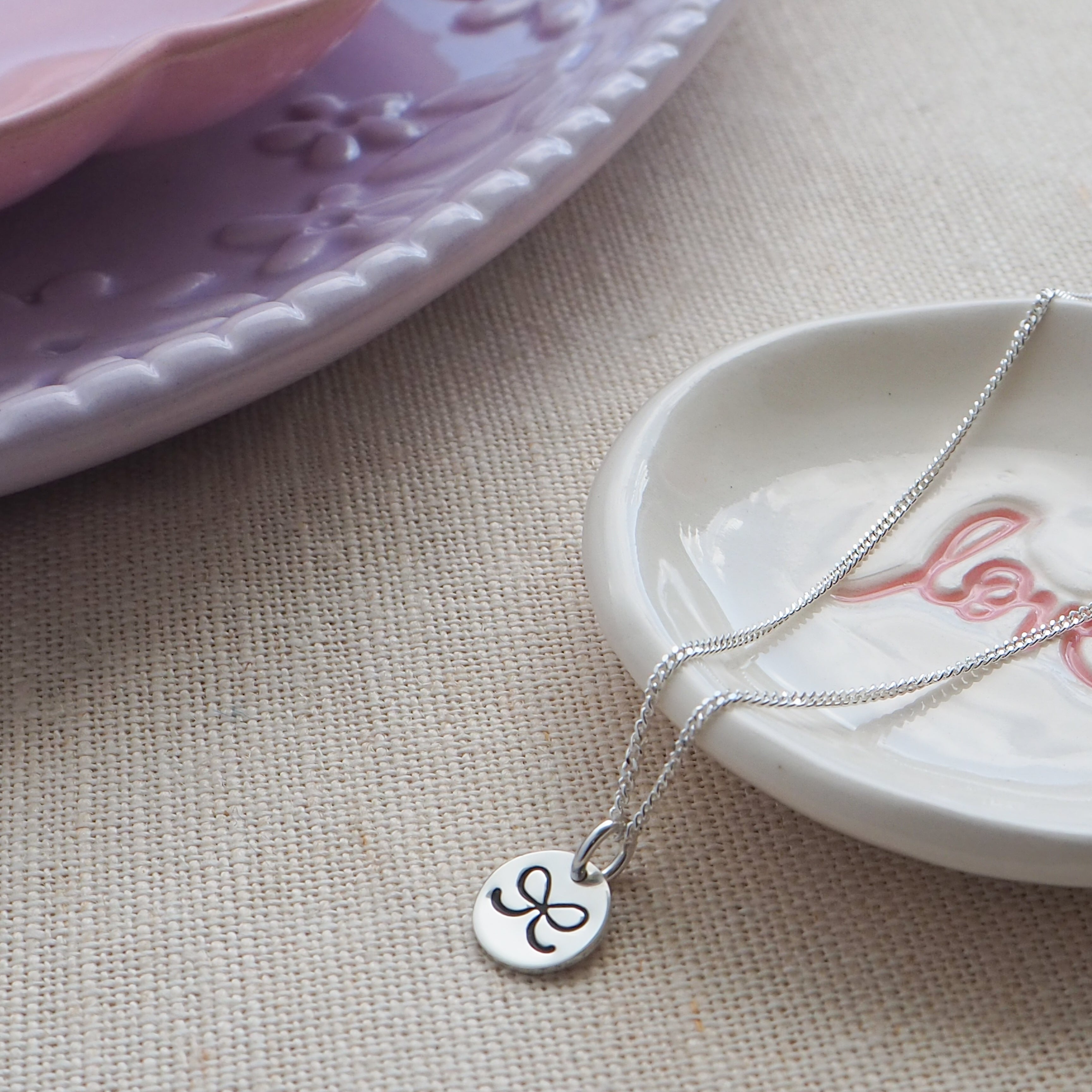 Sterling Silver Hand Stamped Bow Necklace