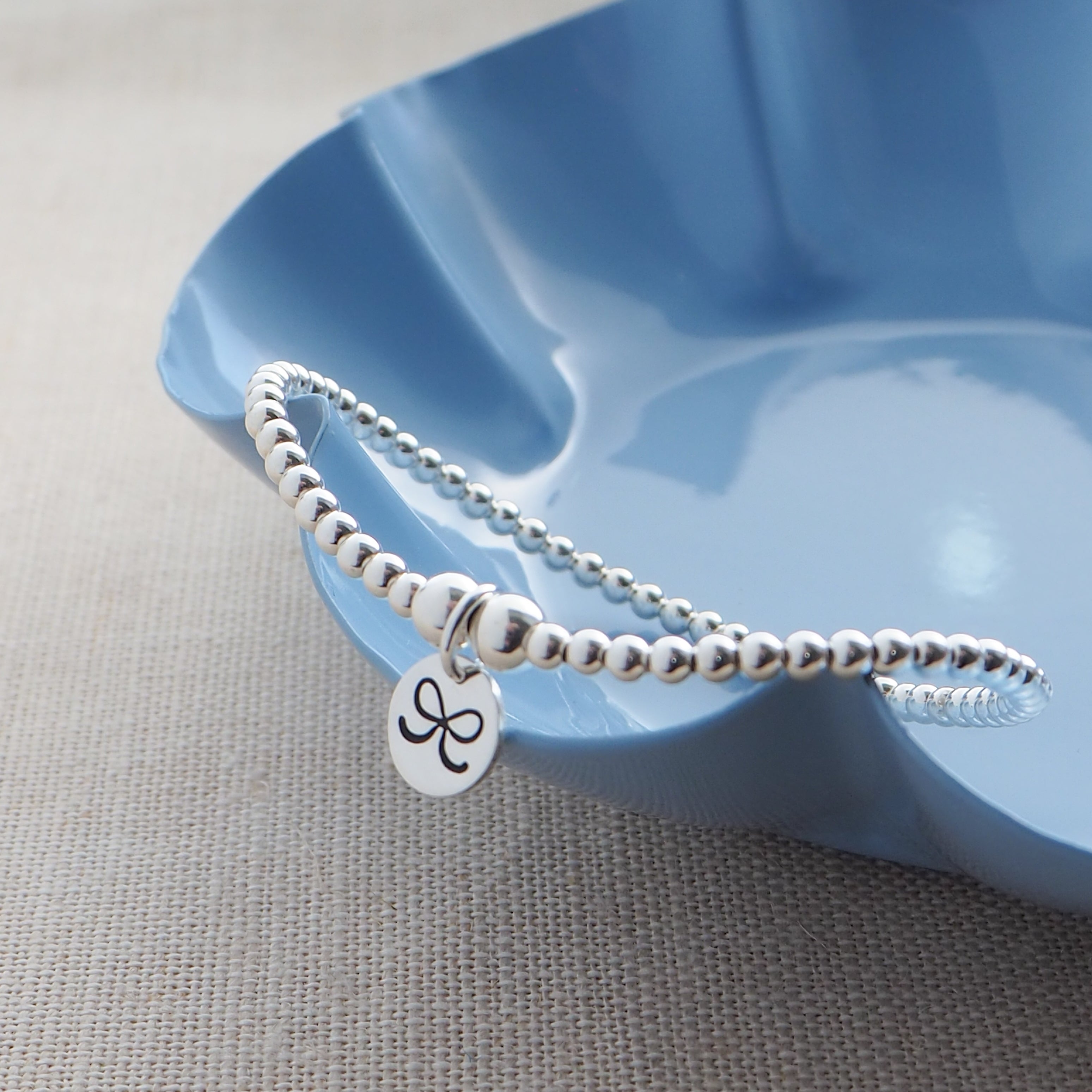 Sterling Silver Hand Stamped Bow Bracelet