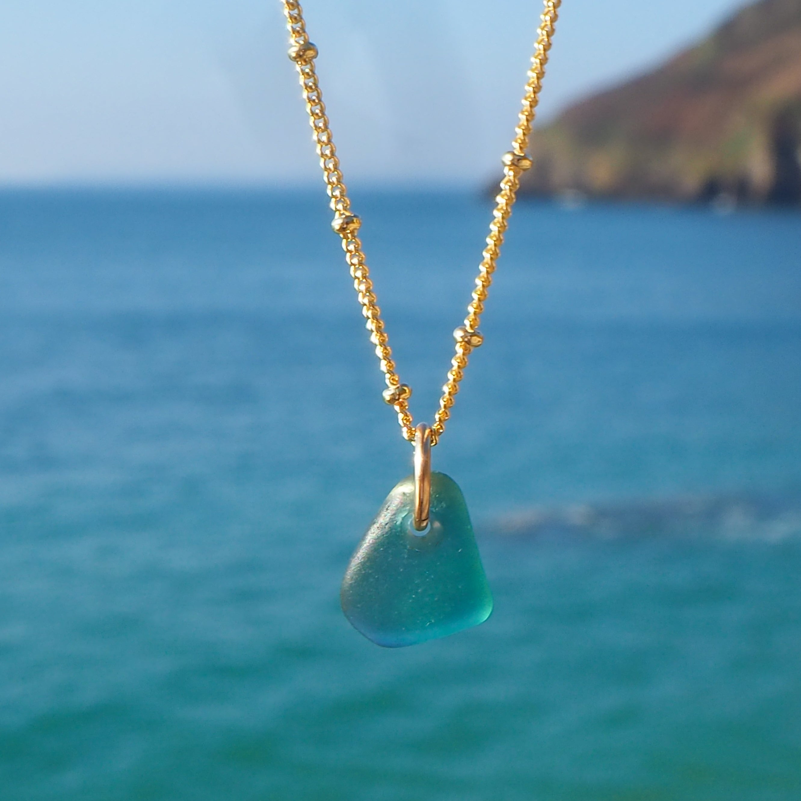 Gold Cornish Sea Glass Necklace
