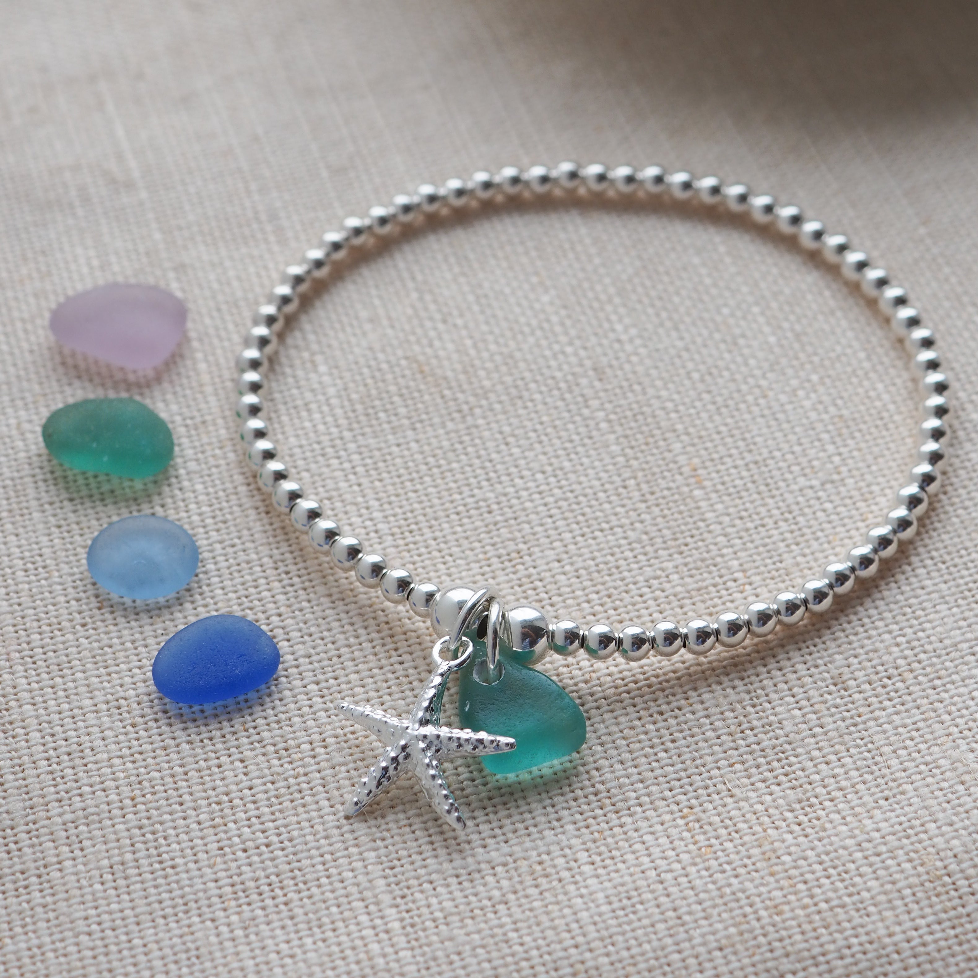 Starfish Sea Glass Beaded Bracelet