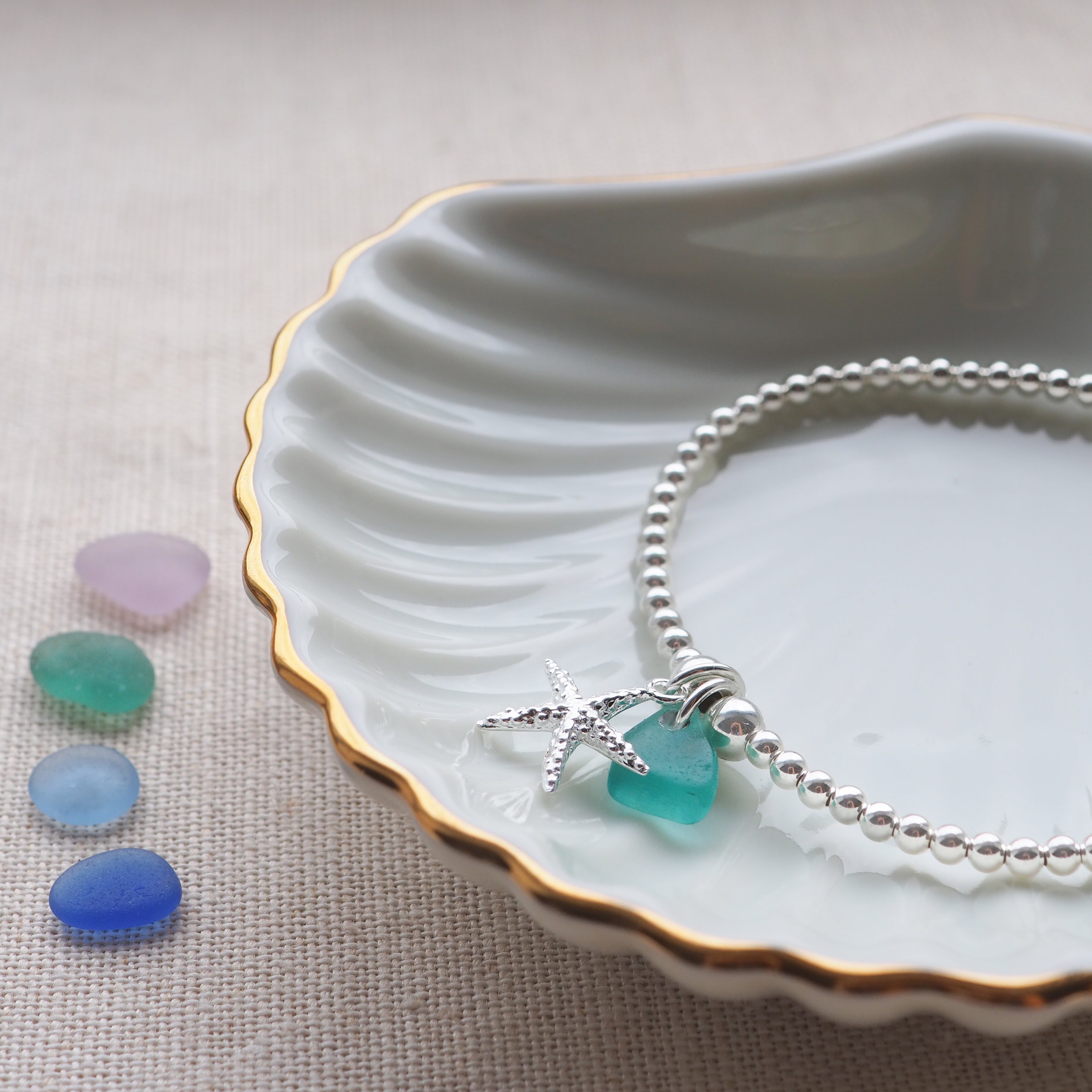 Starfish Sea Glass Beaded Bracelet