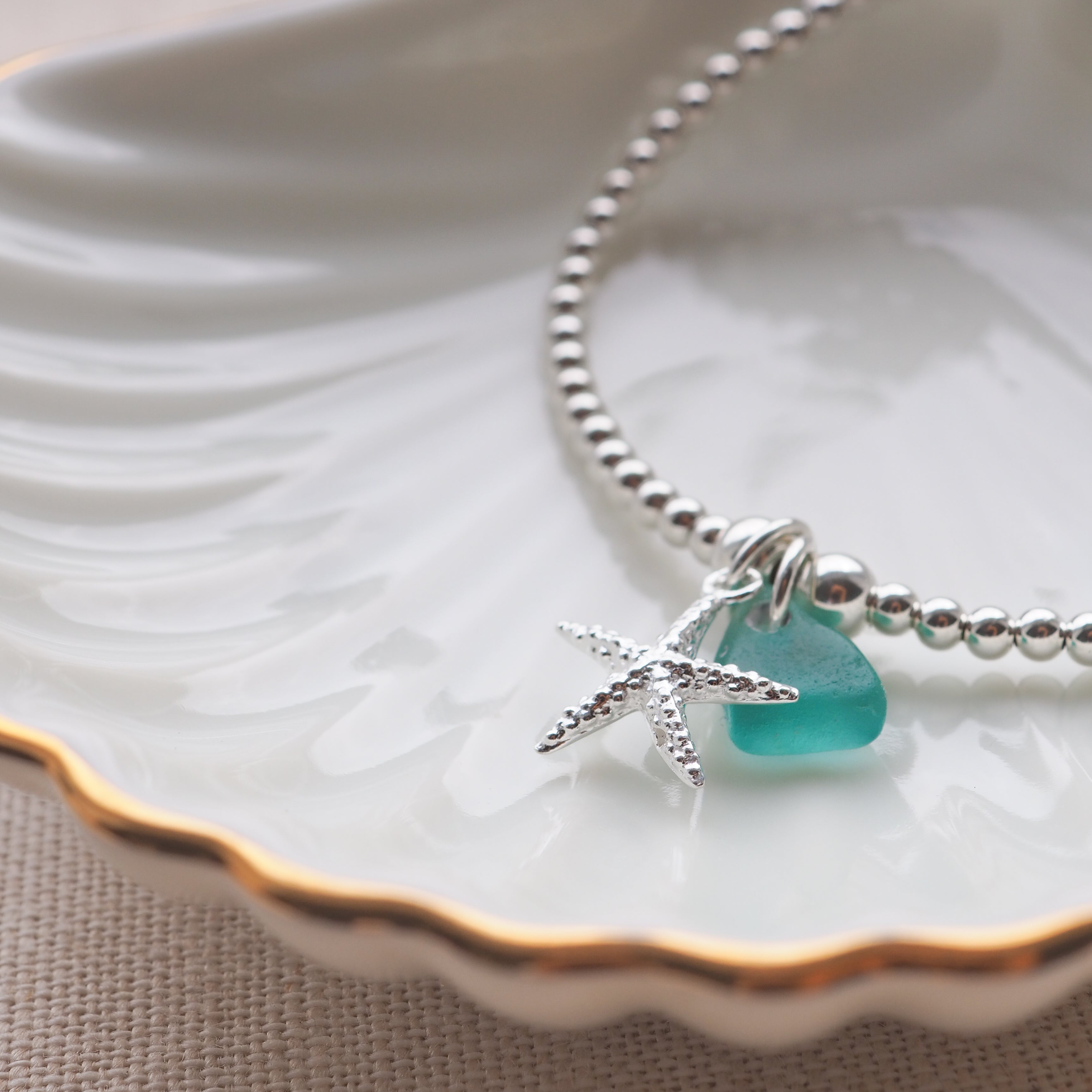 Starfish Sea Glass Beaded Bracelet
