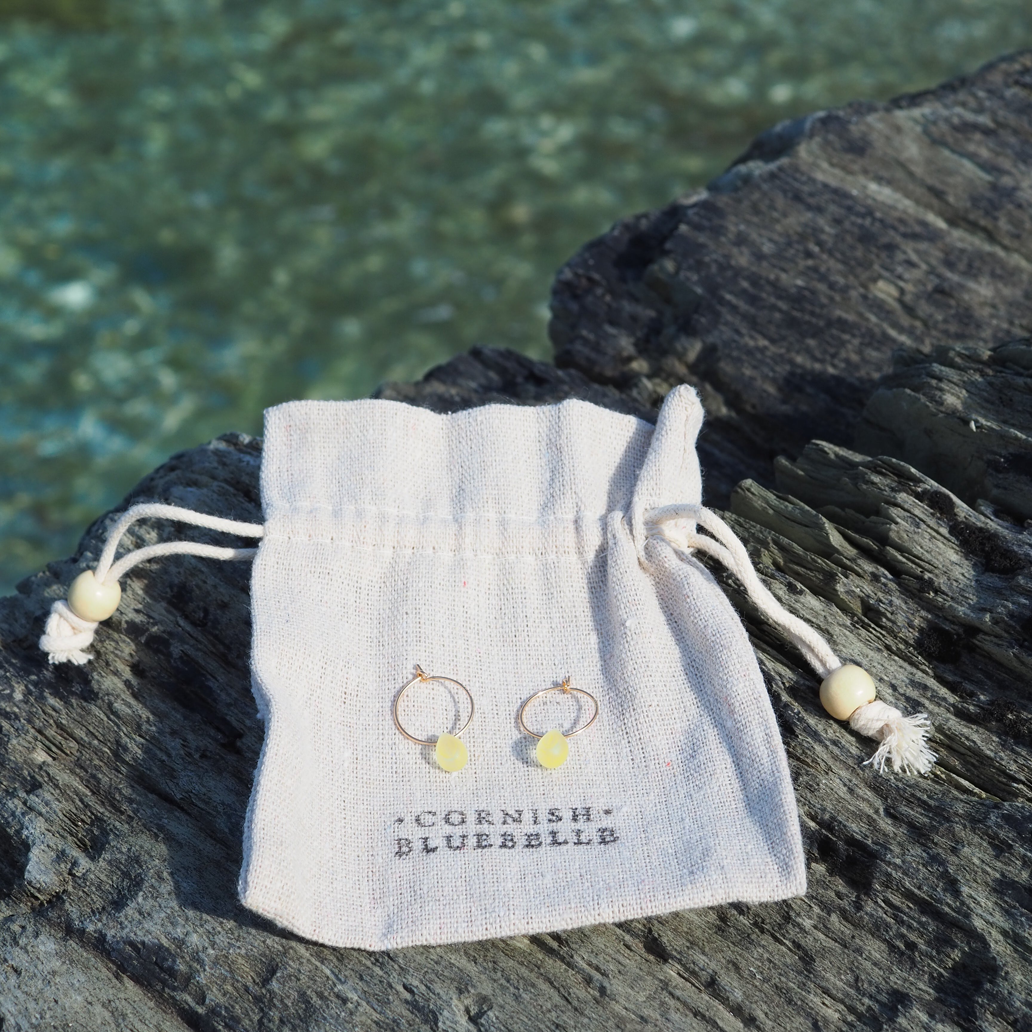 Drop Of The Ocean Hoop Earrings - Cornish Sunrise