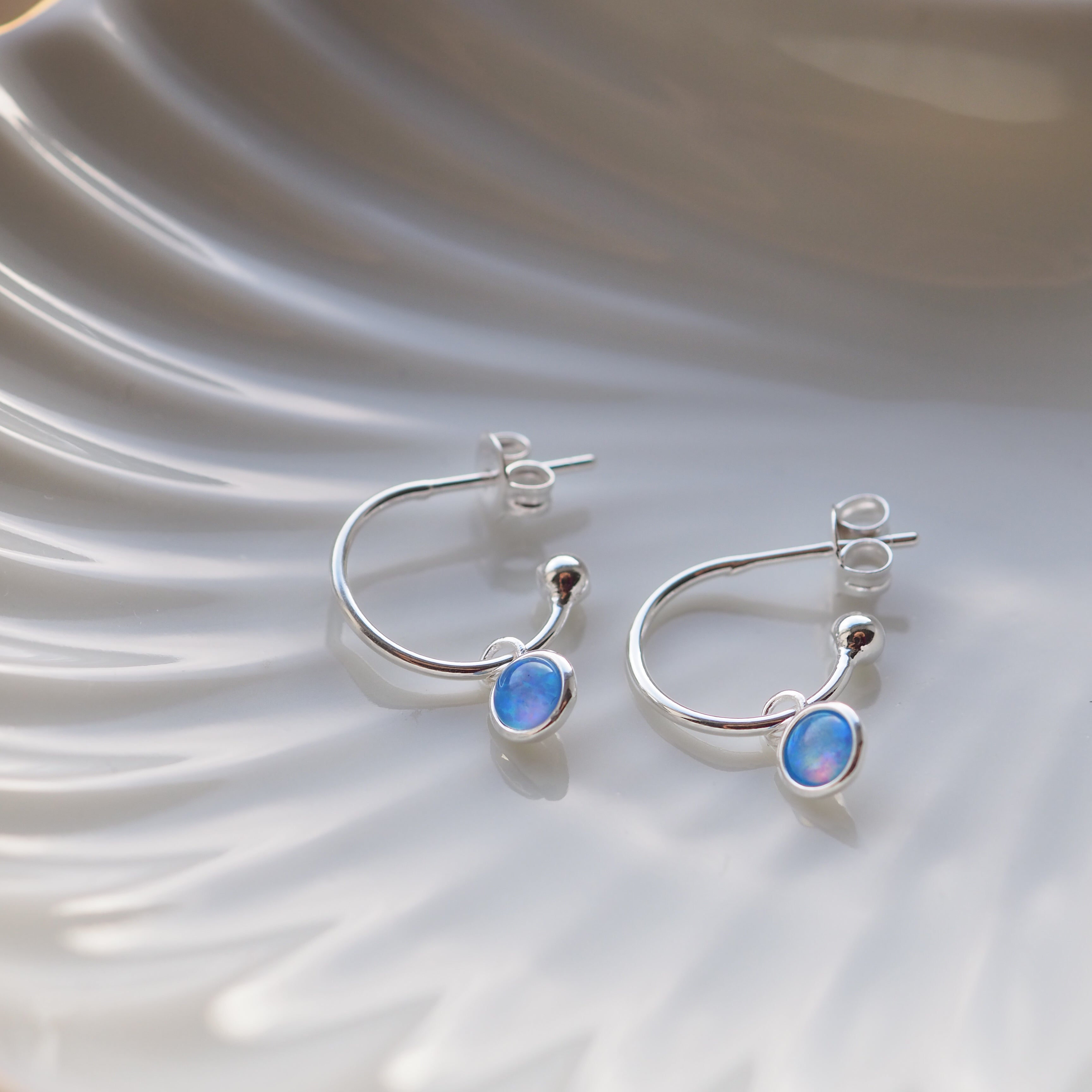 Opal Gem Hoops