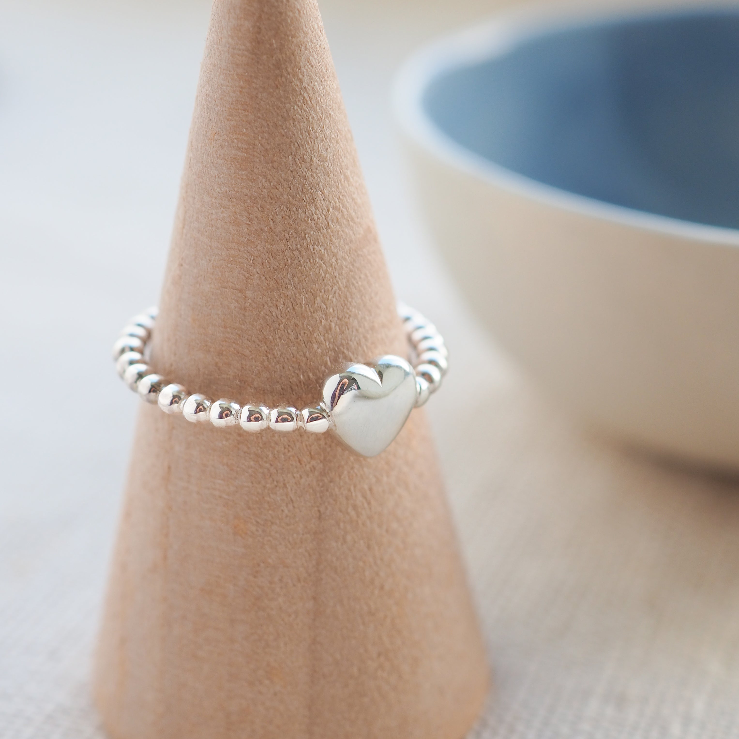 Silver Heart Bobble Ring