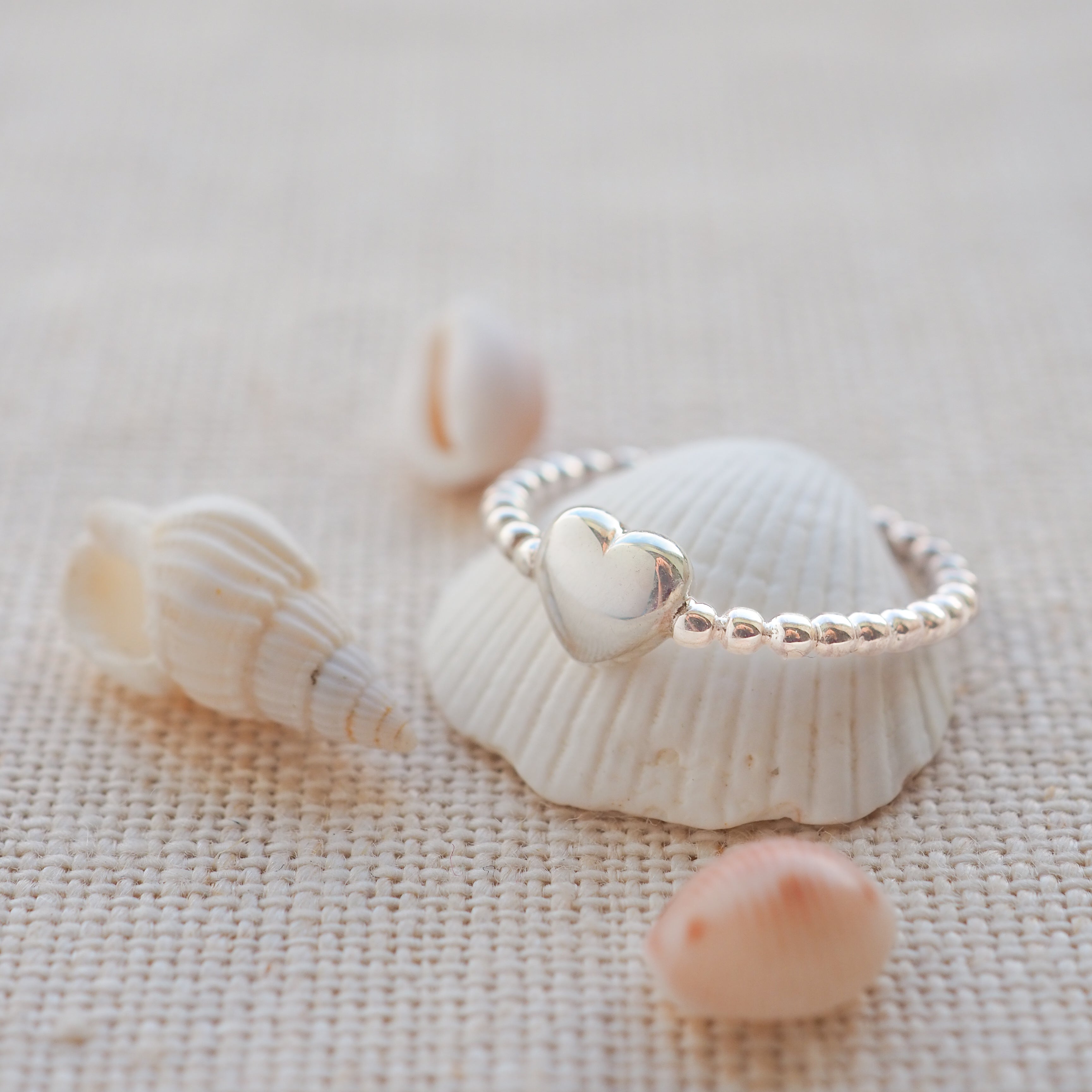 Silver Heart Bobble Ring