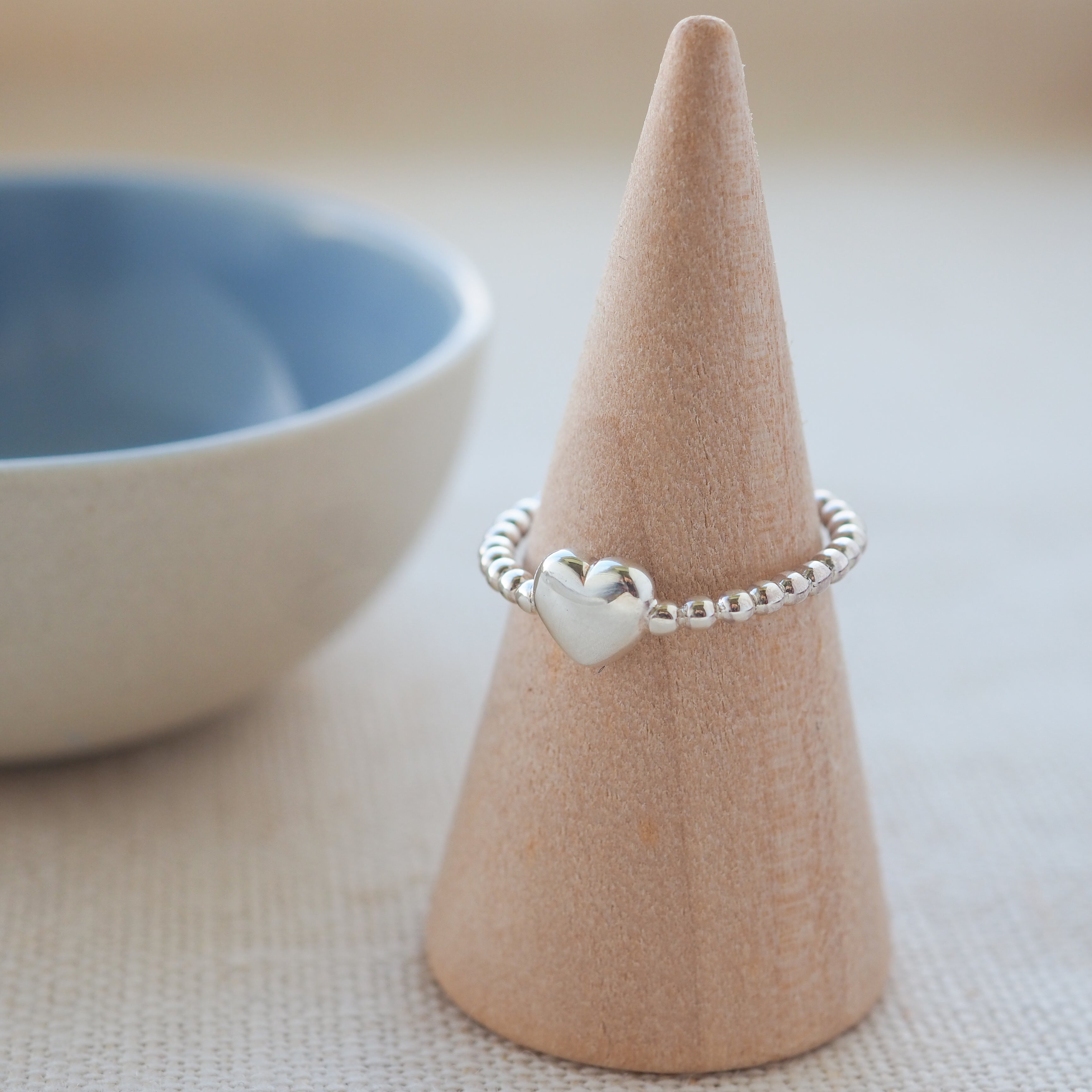 Silver Heart Bobble Ring