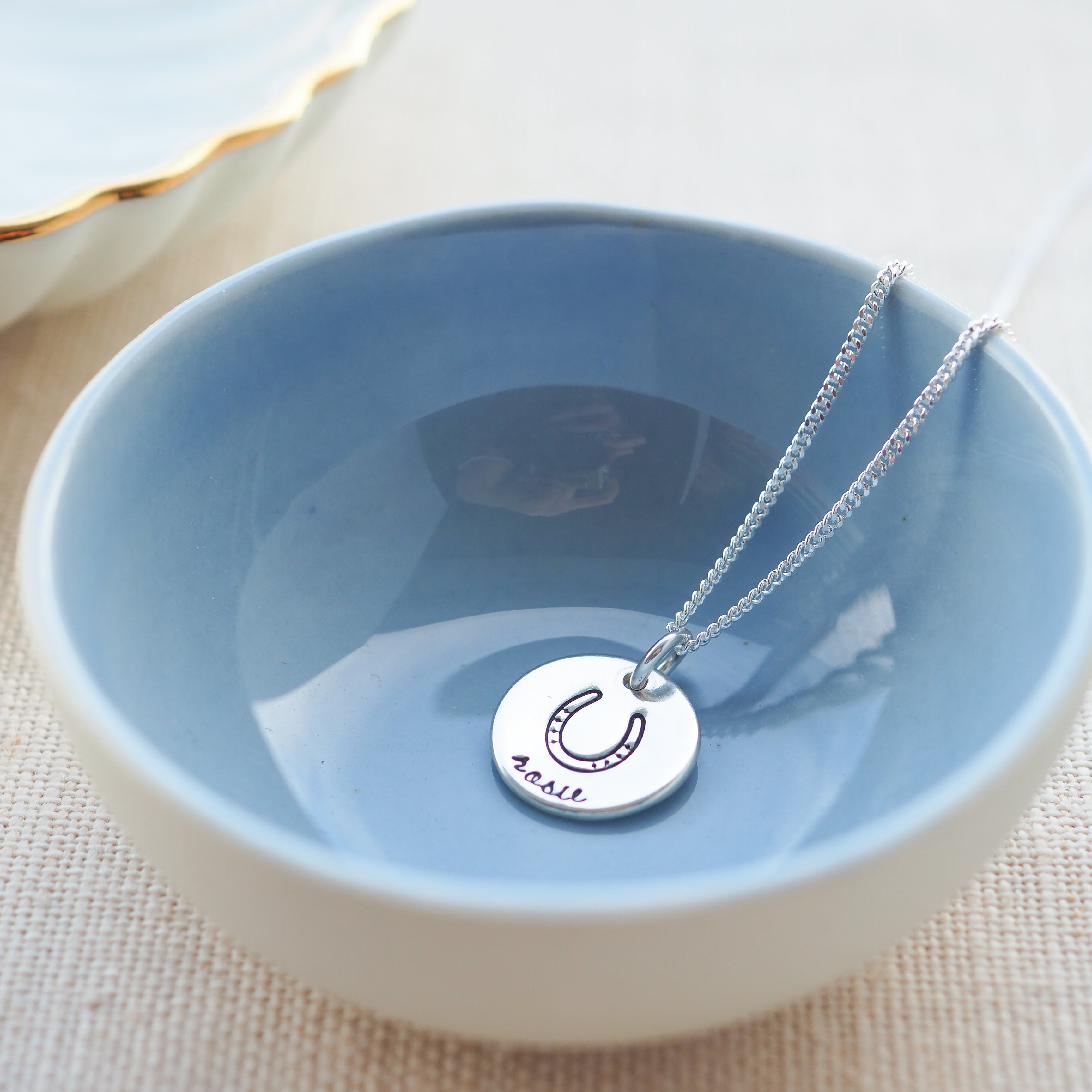 Silver Horseshoe Disc Necklace