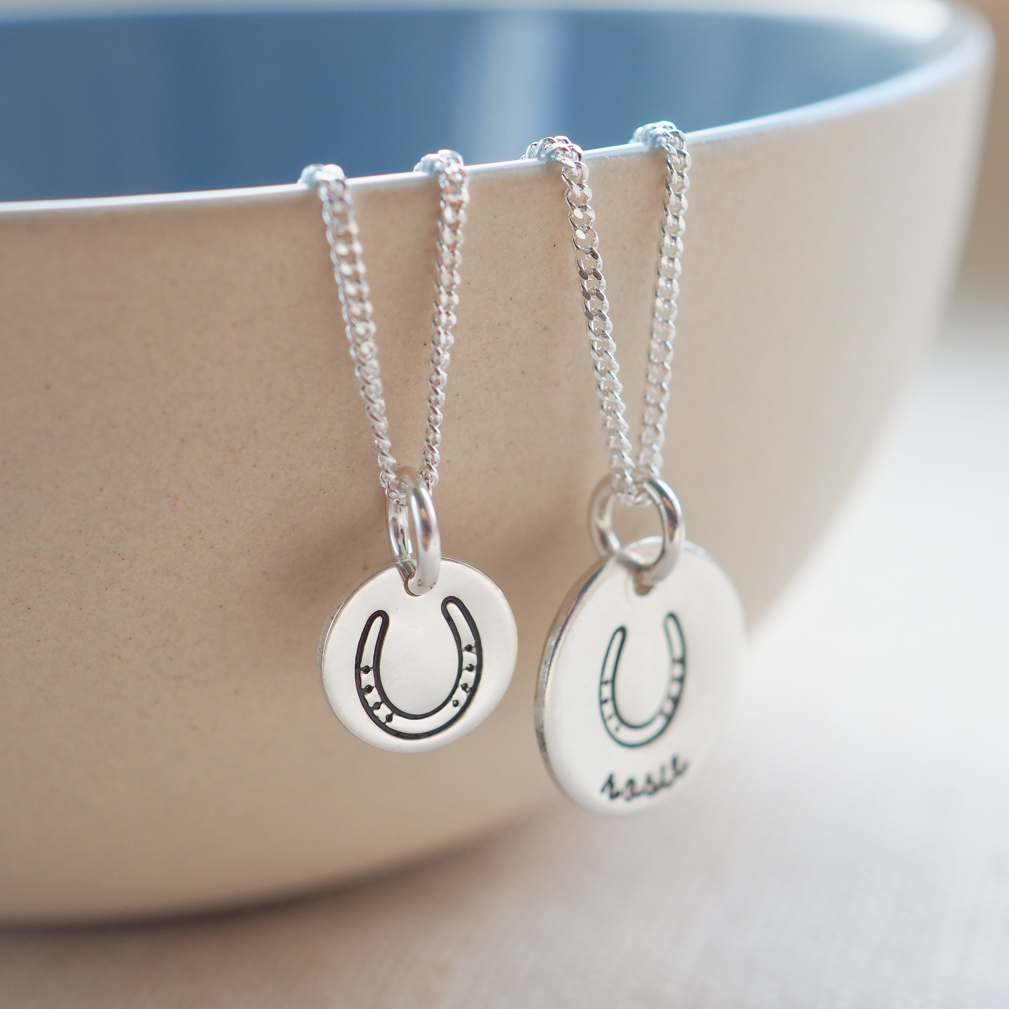 Silver Horseshoe Disc Necklace