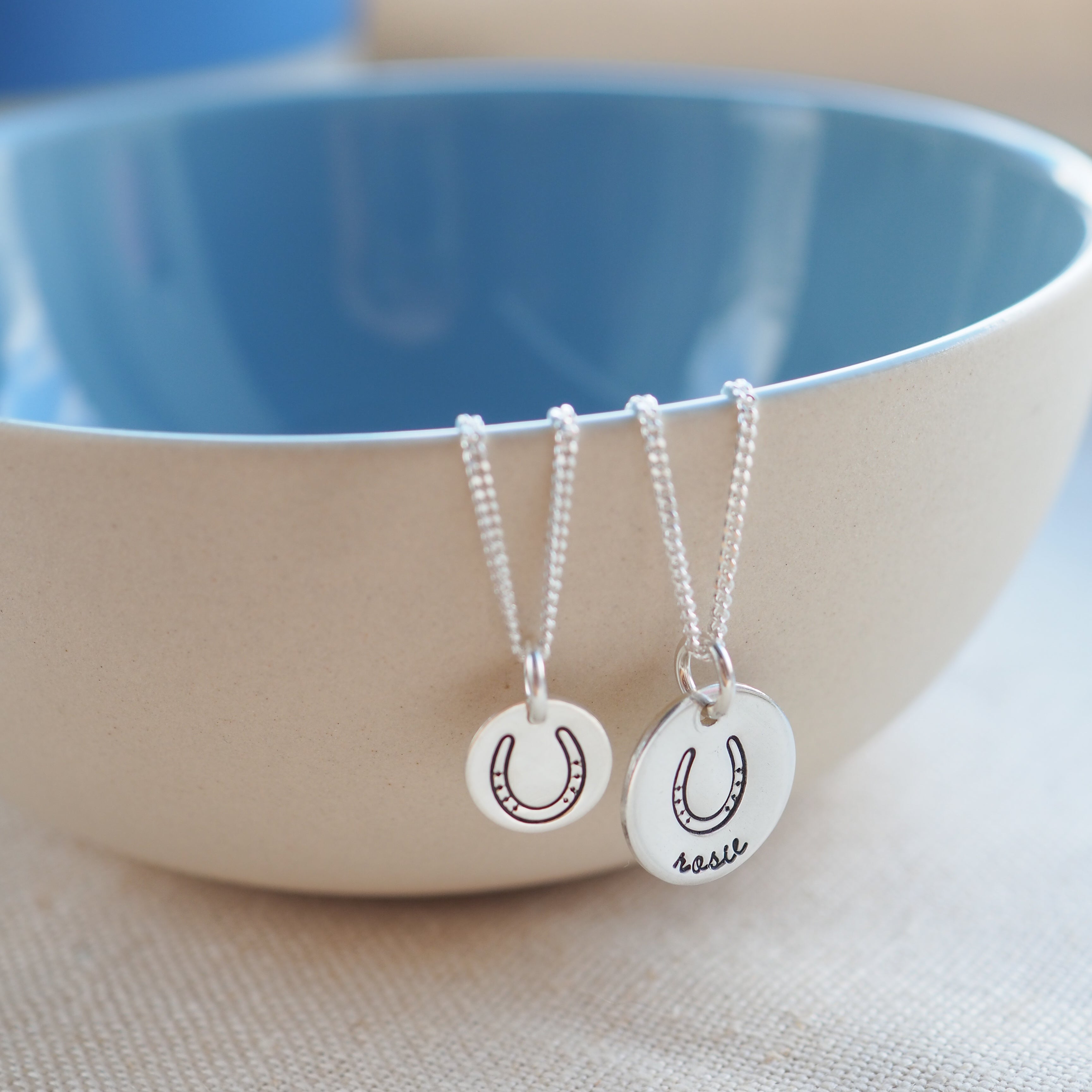 Silver Horseshoe Disc Necklace