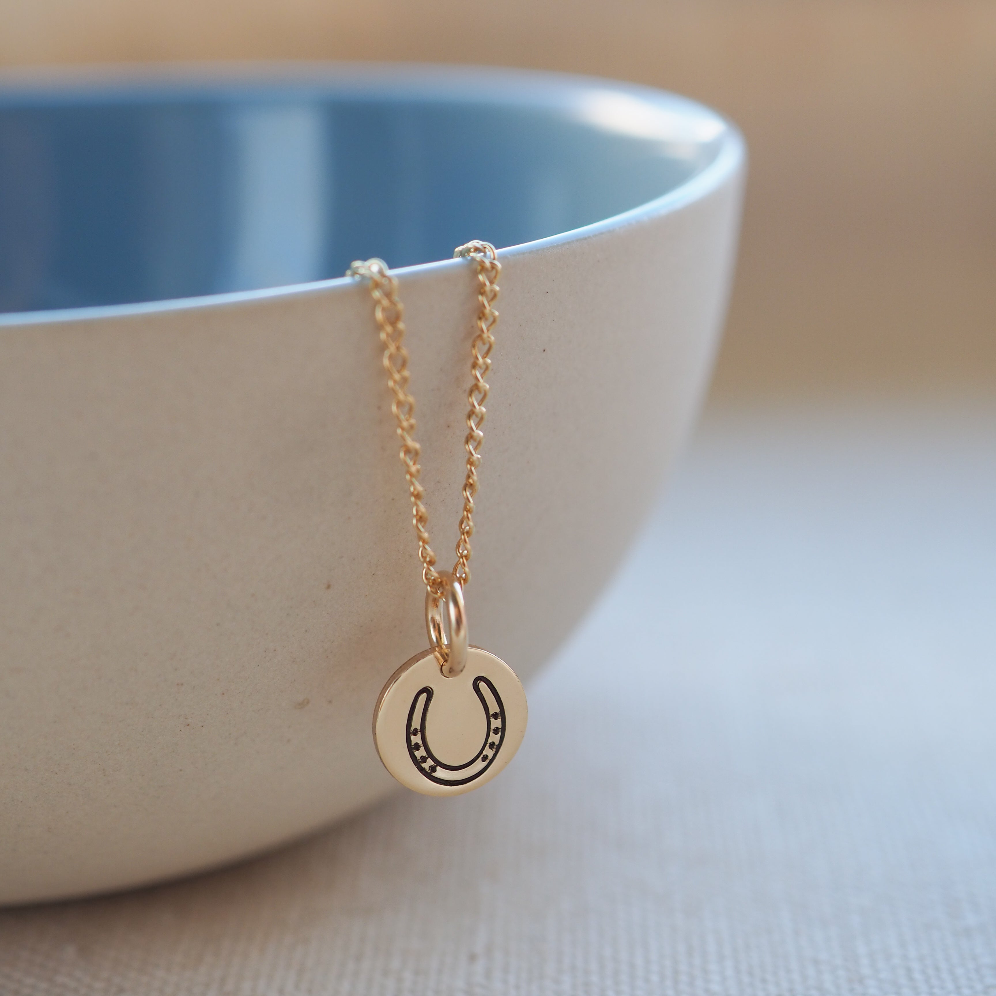 Gold Horseshoe Disc Necklace