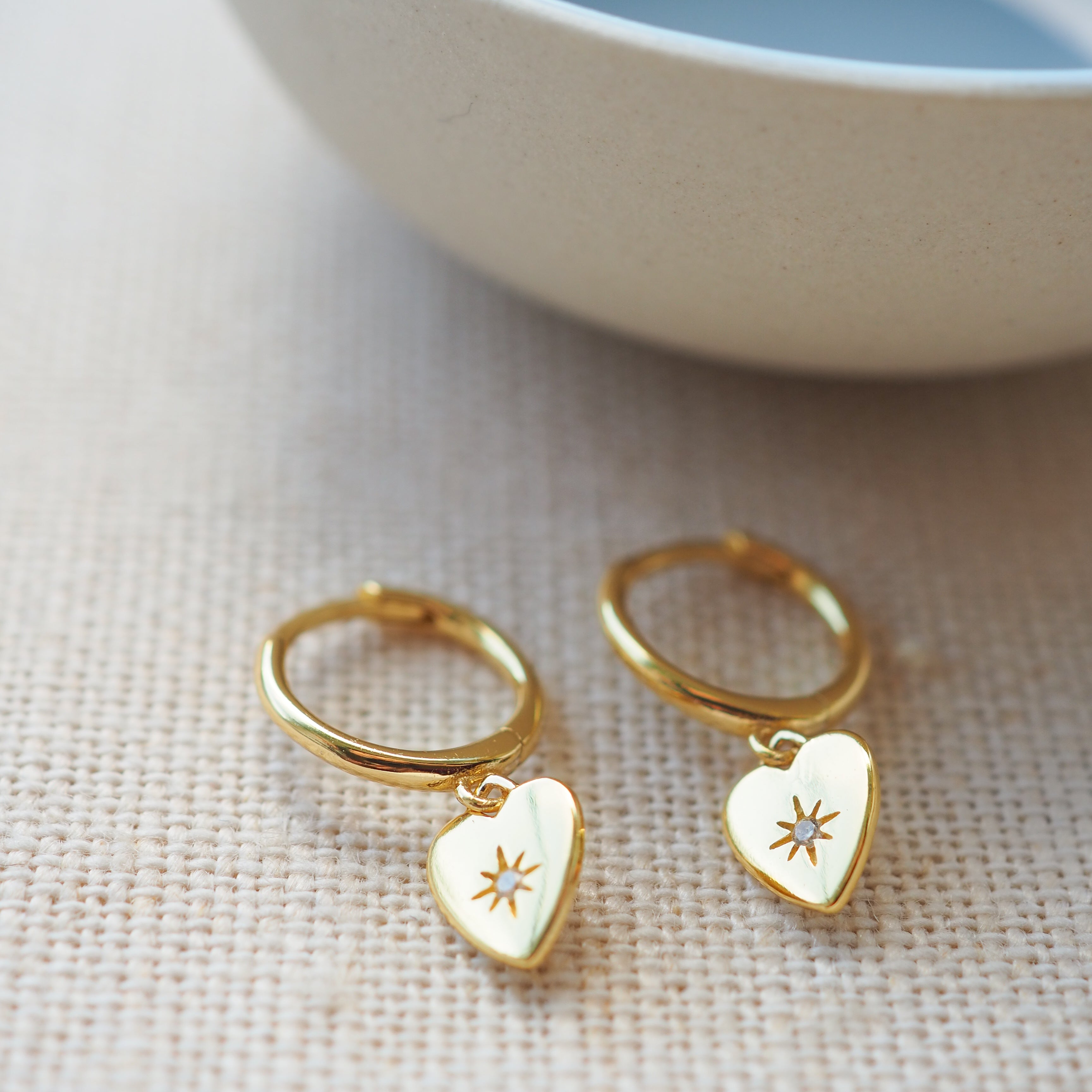 Gold Sparkle Heart Huggies