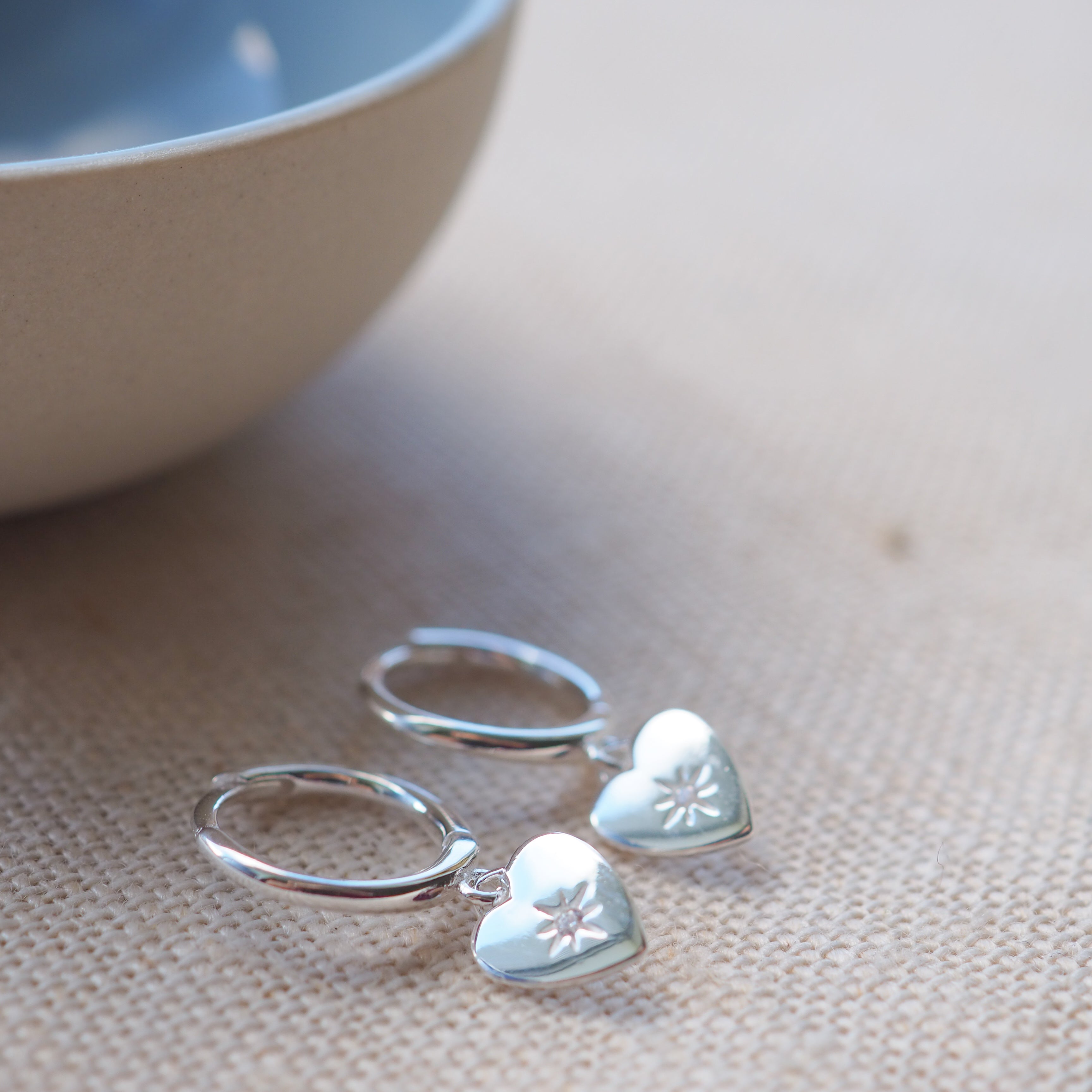 Silver Sparkle Heart Huggies