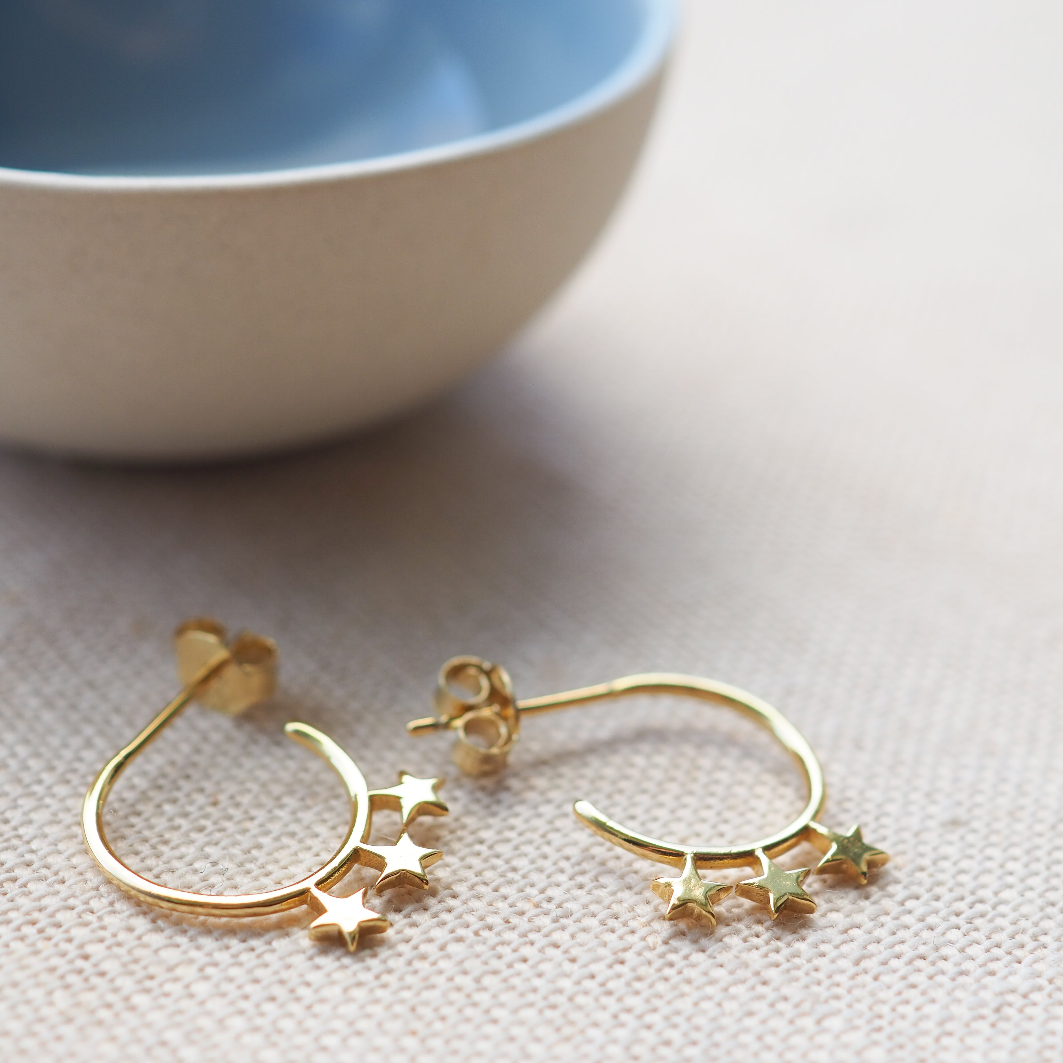 Gold Stars Hoop Studs