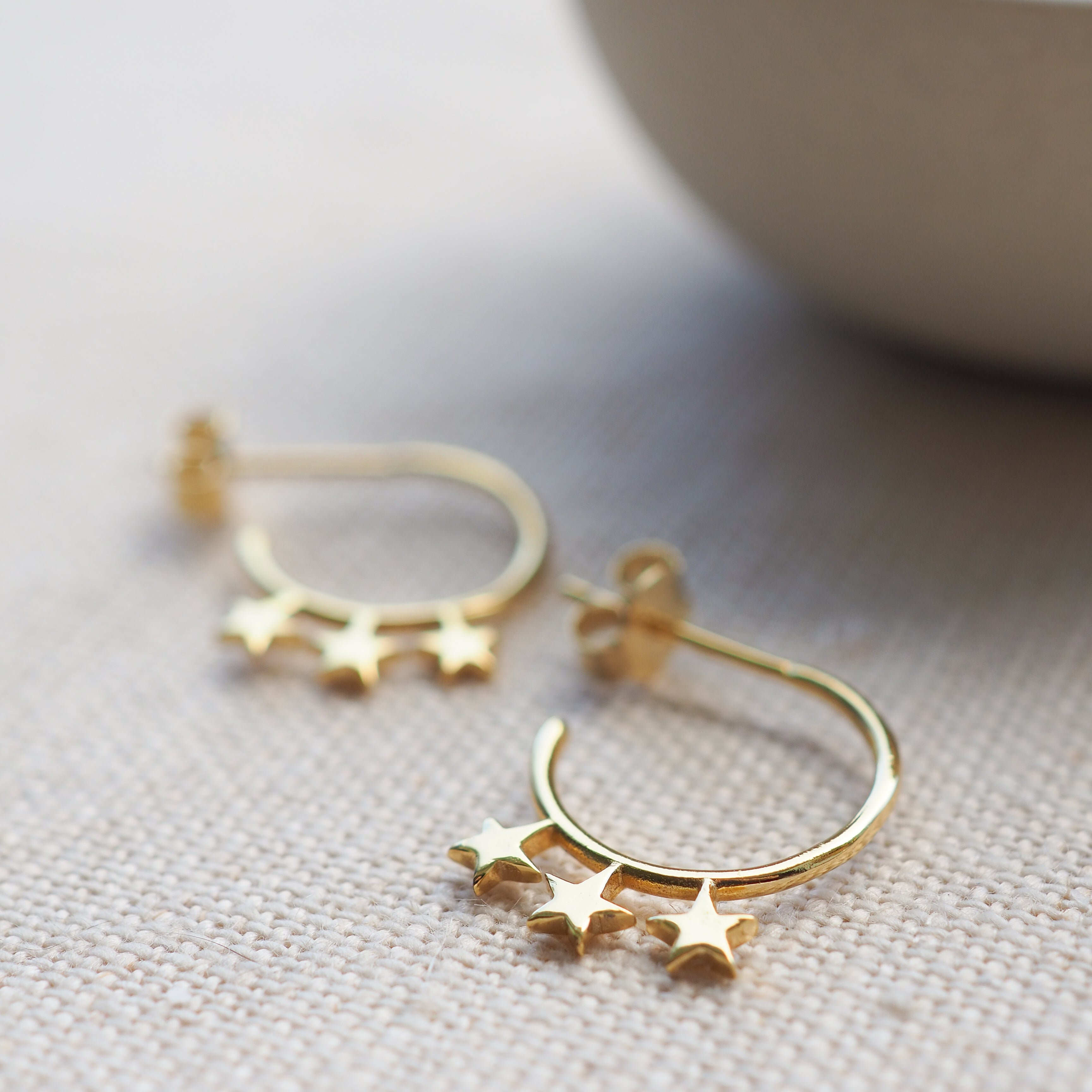 Gold Stars Hoop Studs