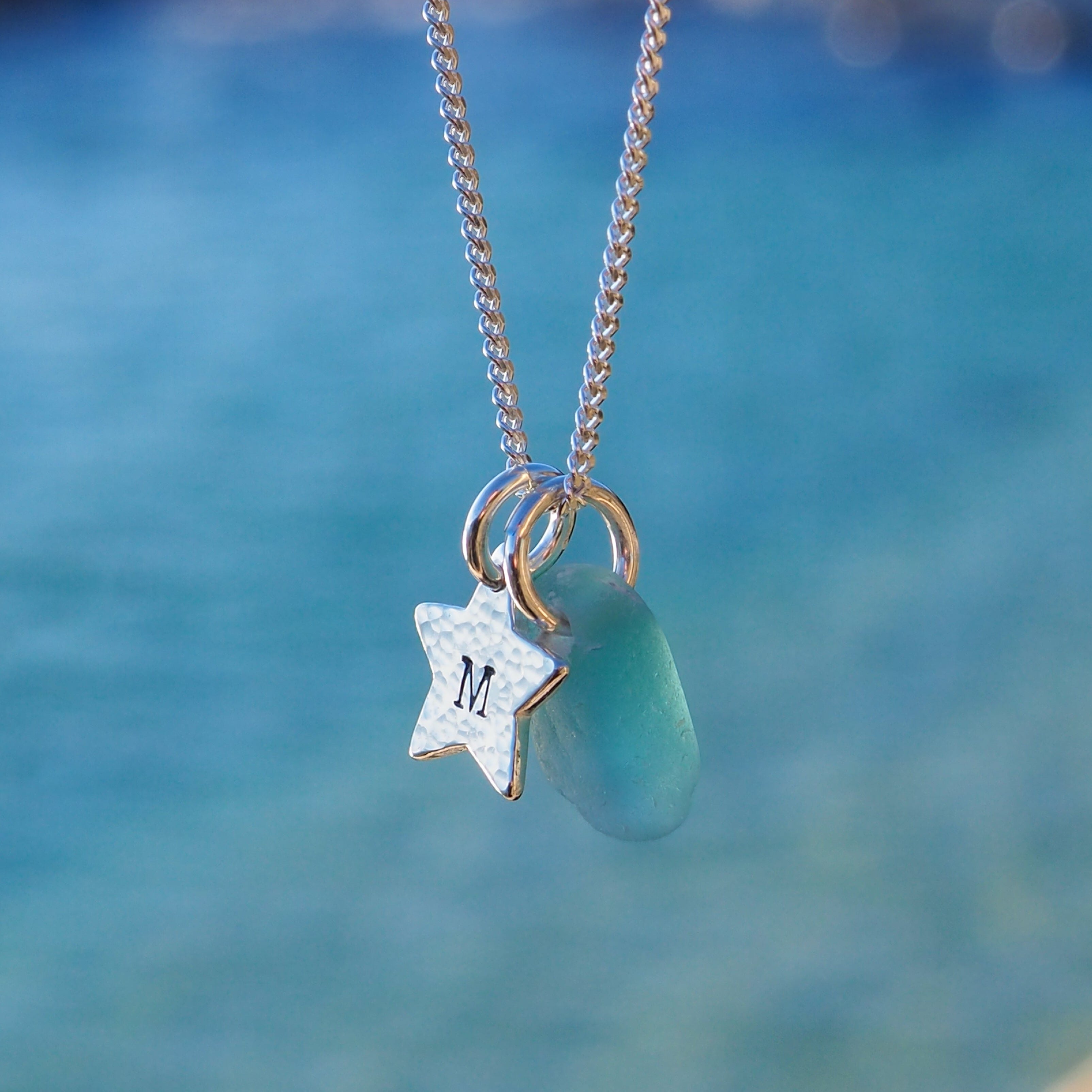 Personalised Star And Sea Glass Necklace
