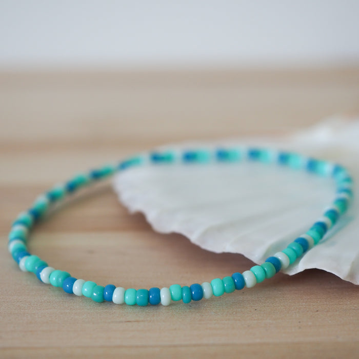 Sea green beaded anklet