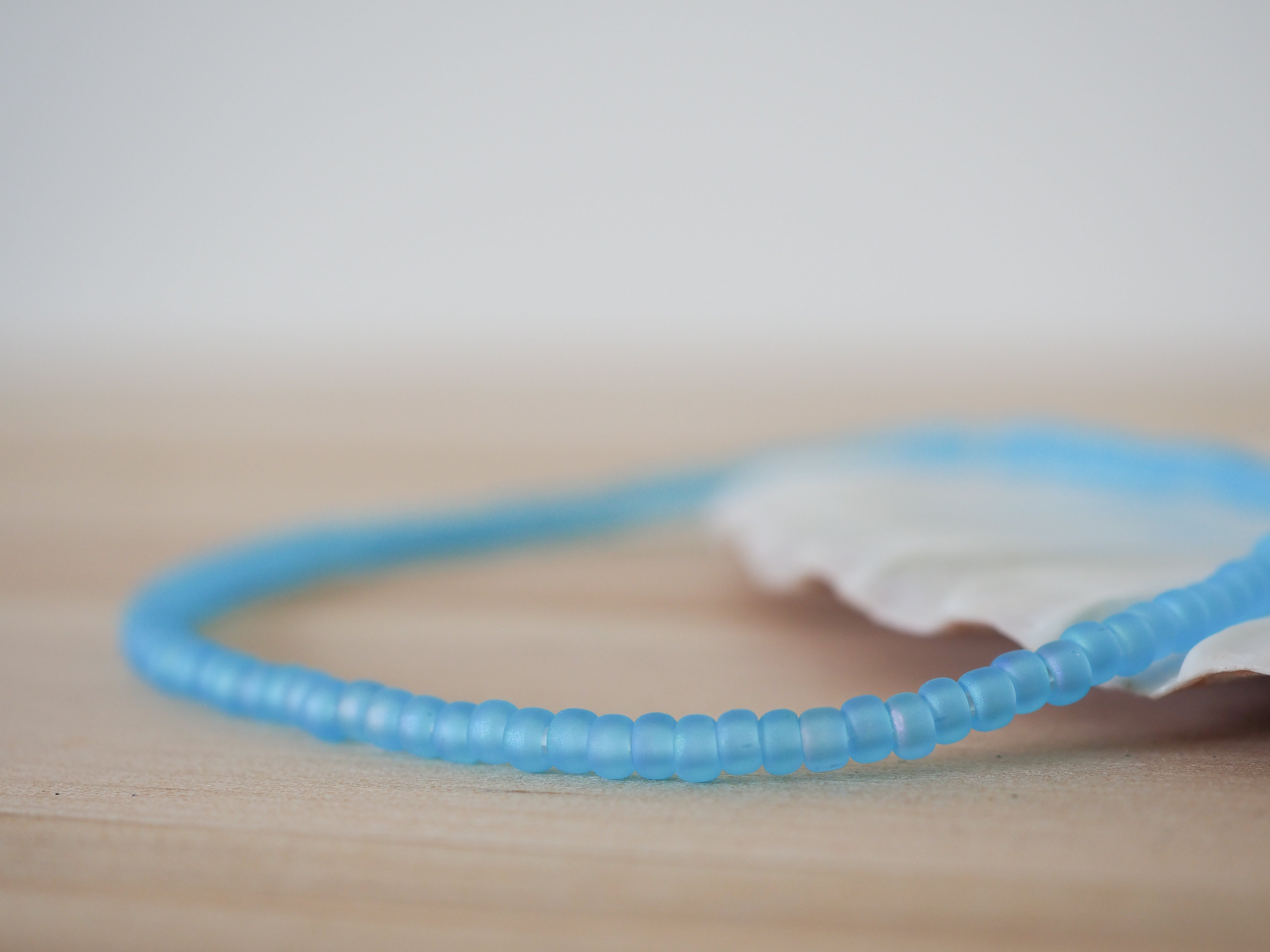 Frosted turquoise beaded anklet