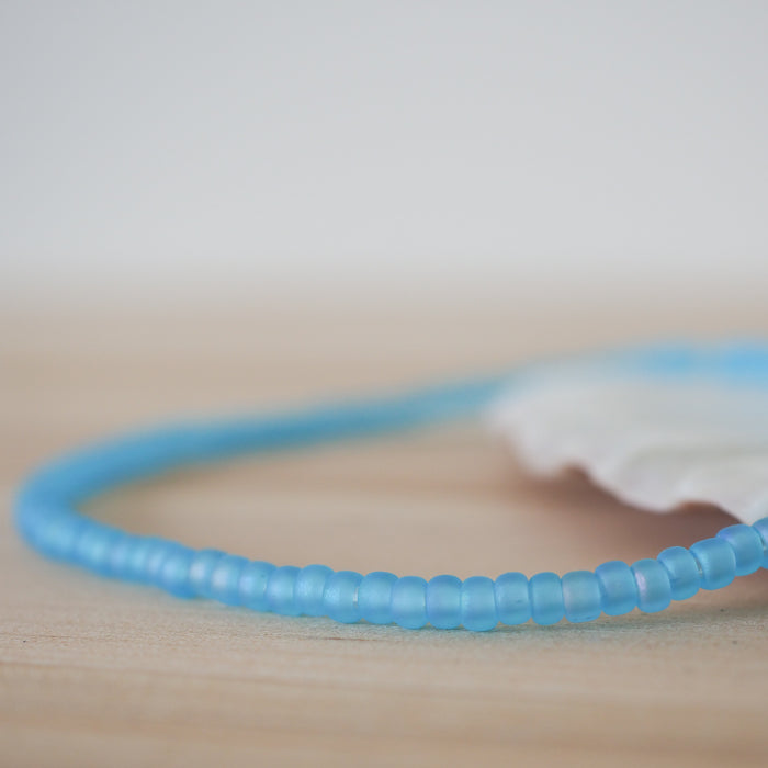 Frosted turquoise beaded anklet