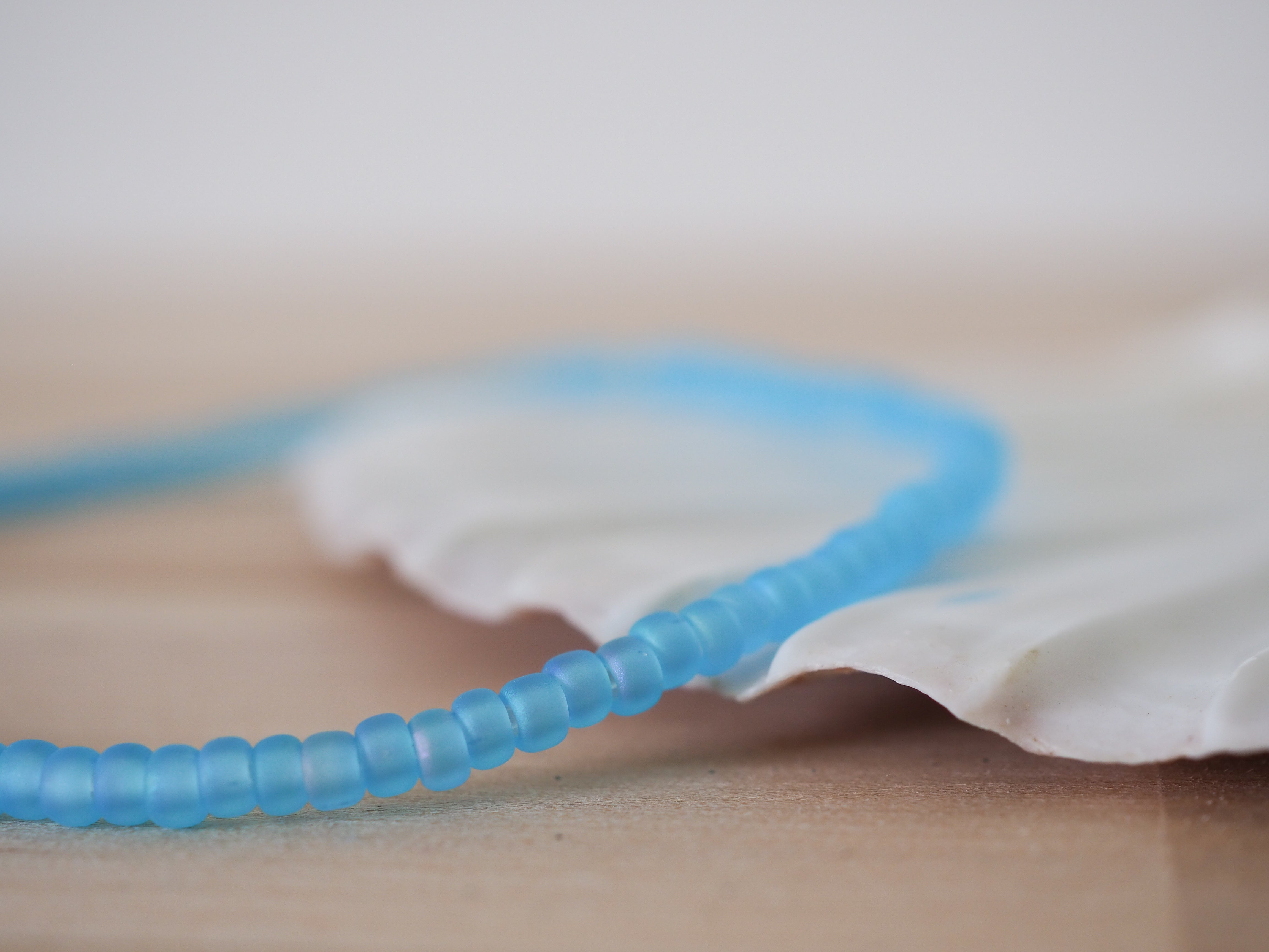 Frosted turquoise beaded anklet