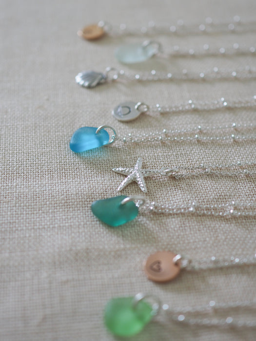 Sterling silver sea glass anklet