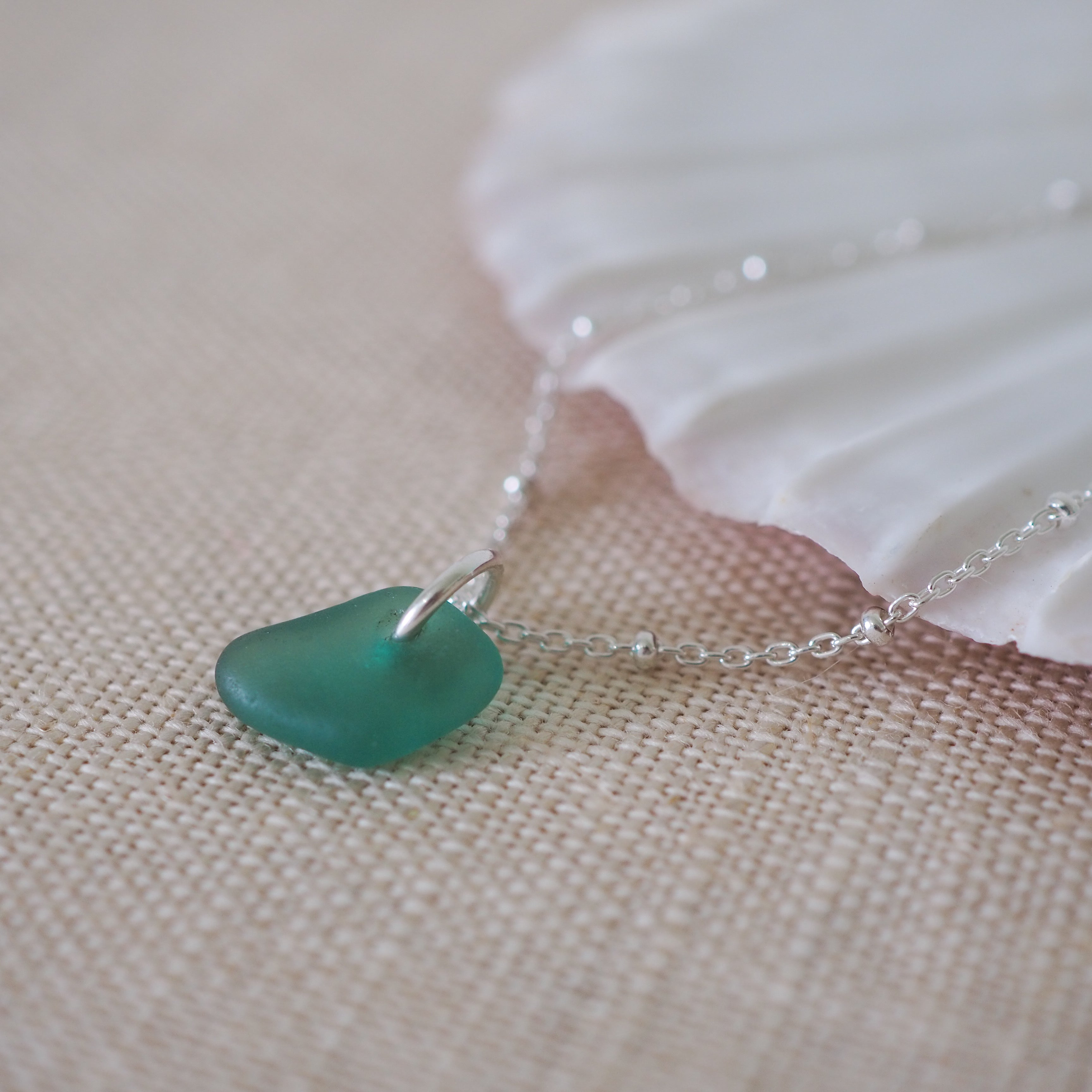 Sterling silver sea glass anklet