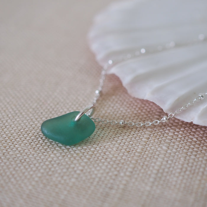 Sterling silver sea glass anklet