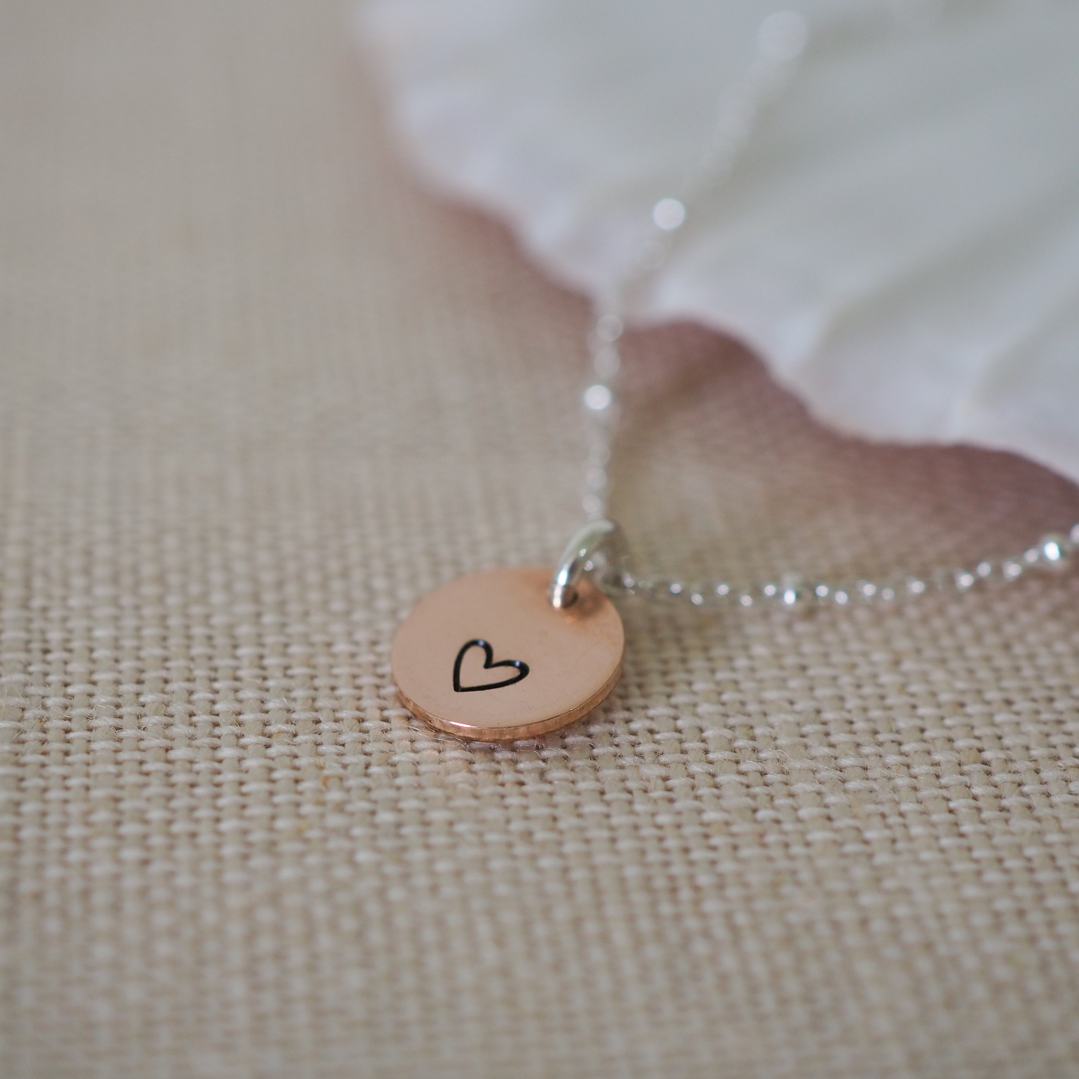 Sterling silver & rose gold mini disc anklet