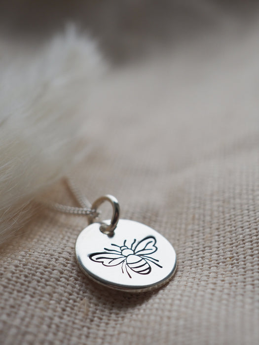 Bumble bee silver midi disc necklace