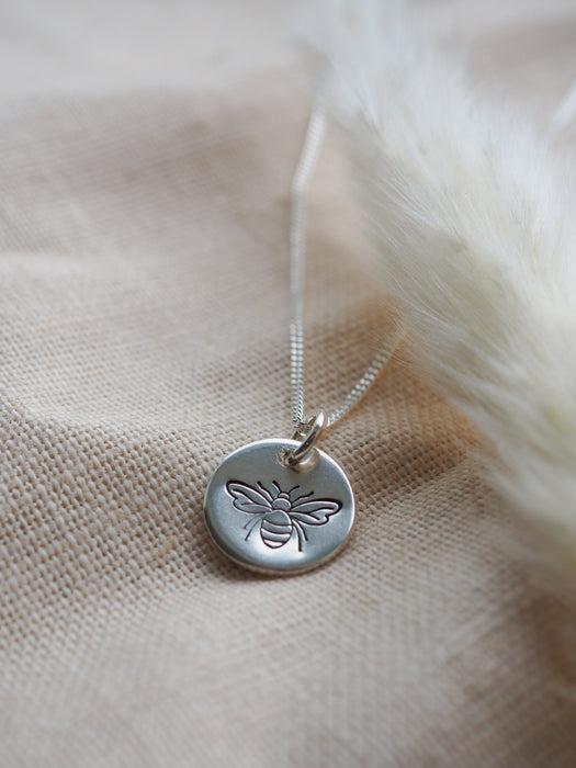 Bumble bee silver midi disc necklace