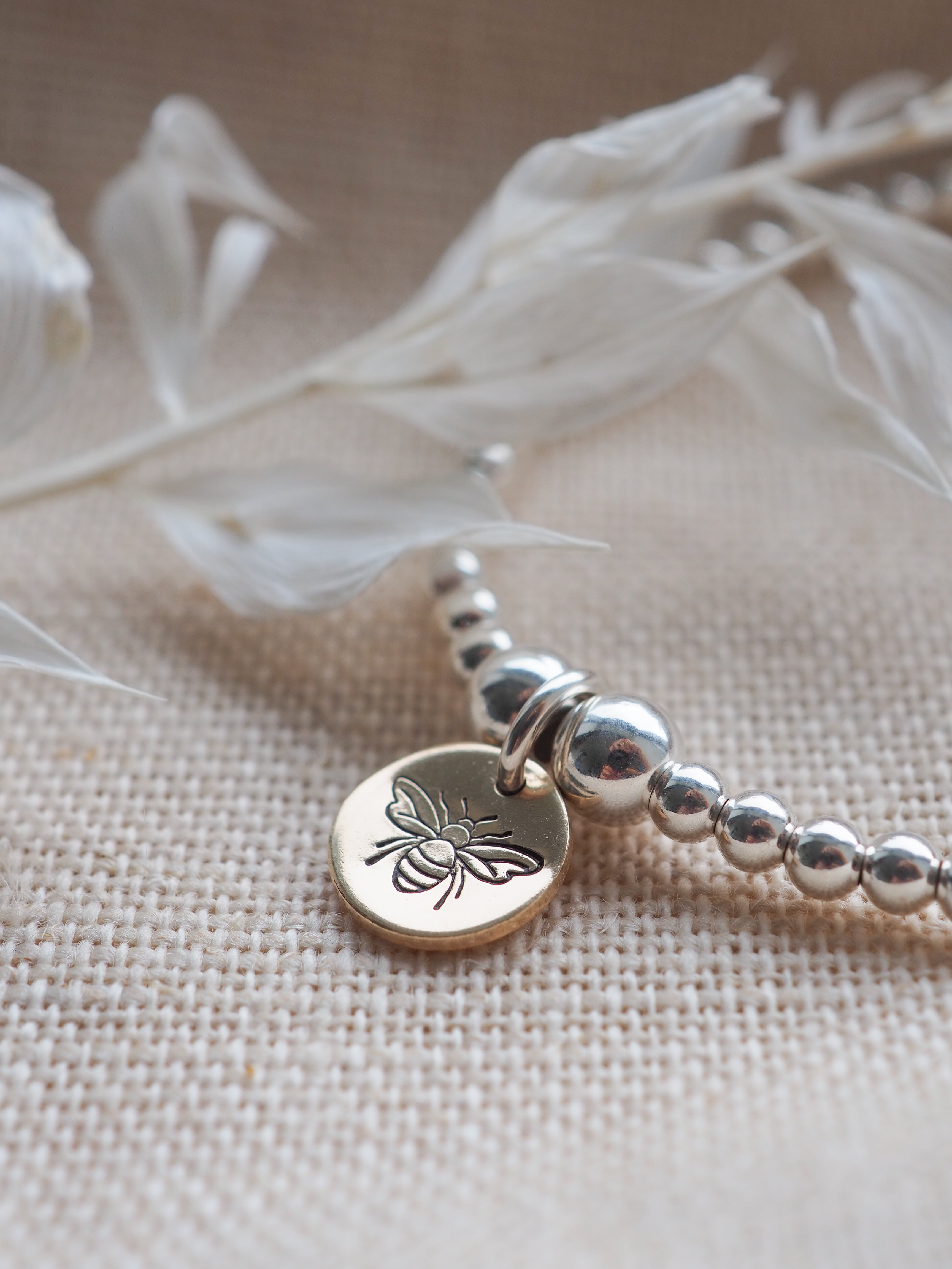 Bumble bee mini disc beaded bracelet