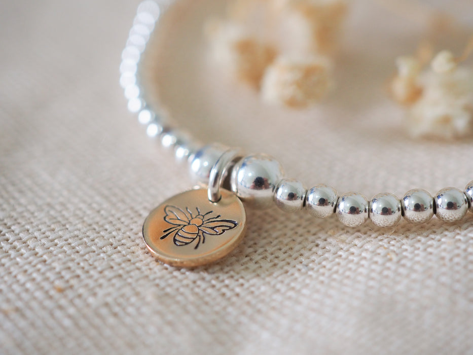 Bumble bee mini disc beaded bracelet