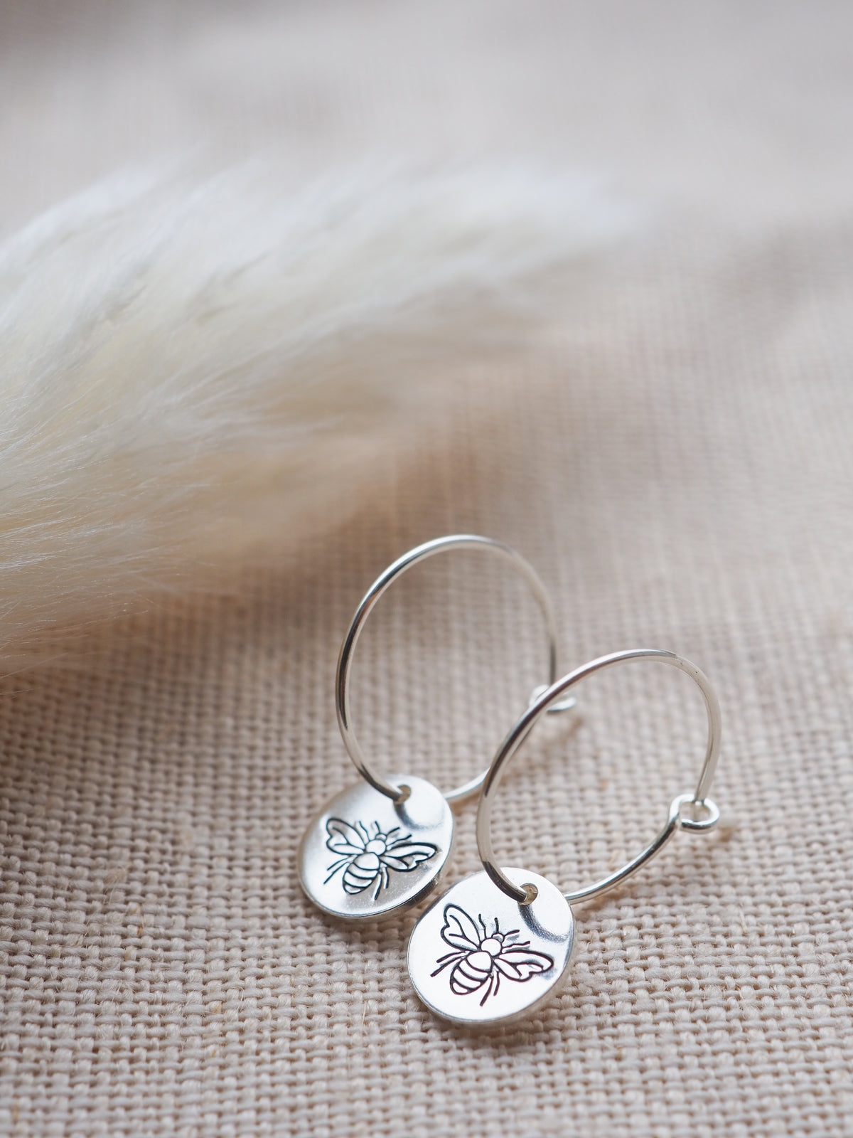 Silver disc hoop earrings
