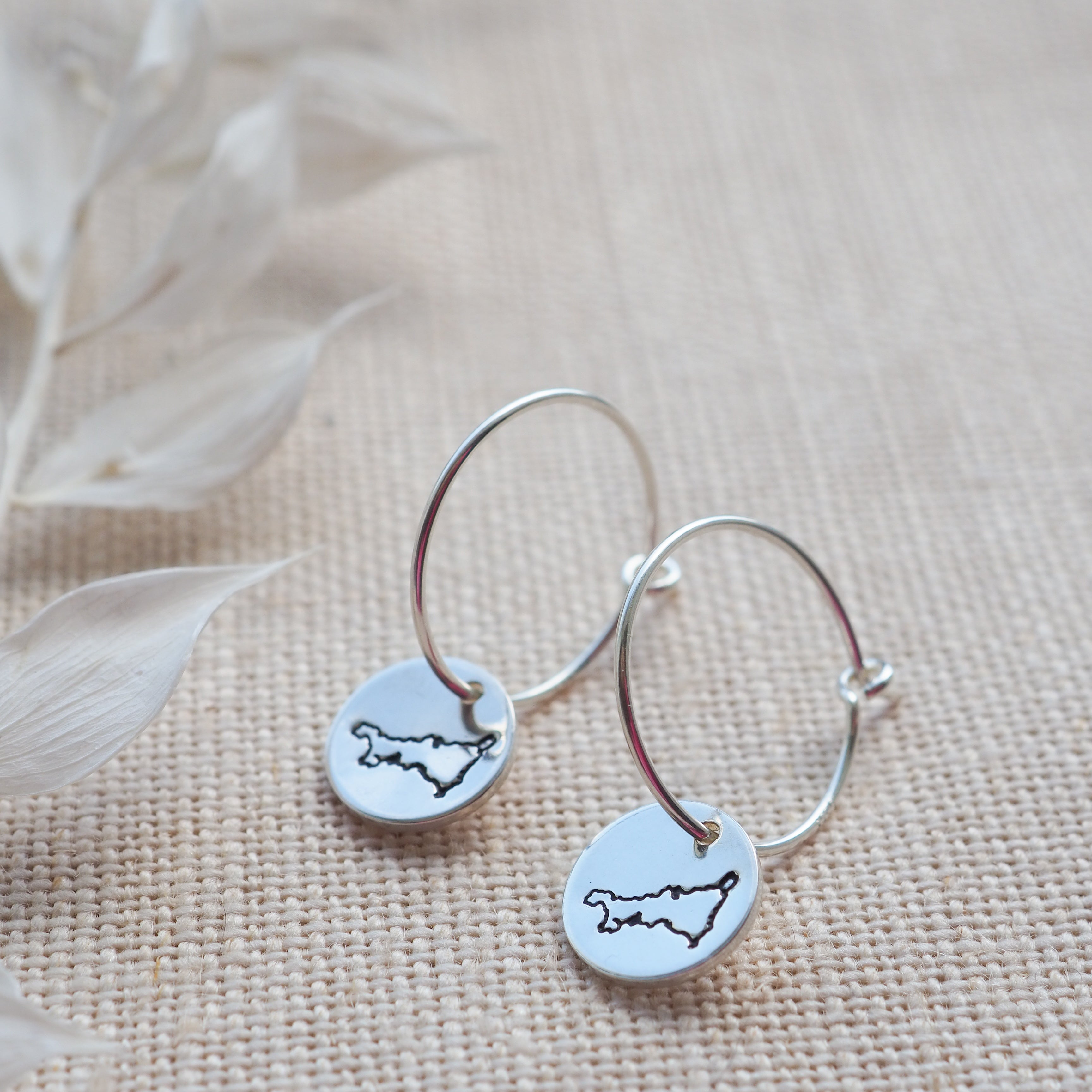 Cornwall silver disc hoop earrings