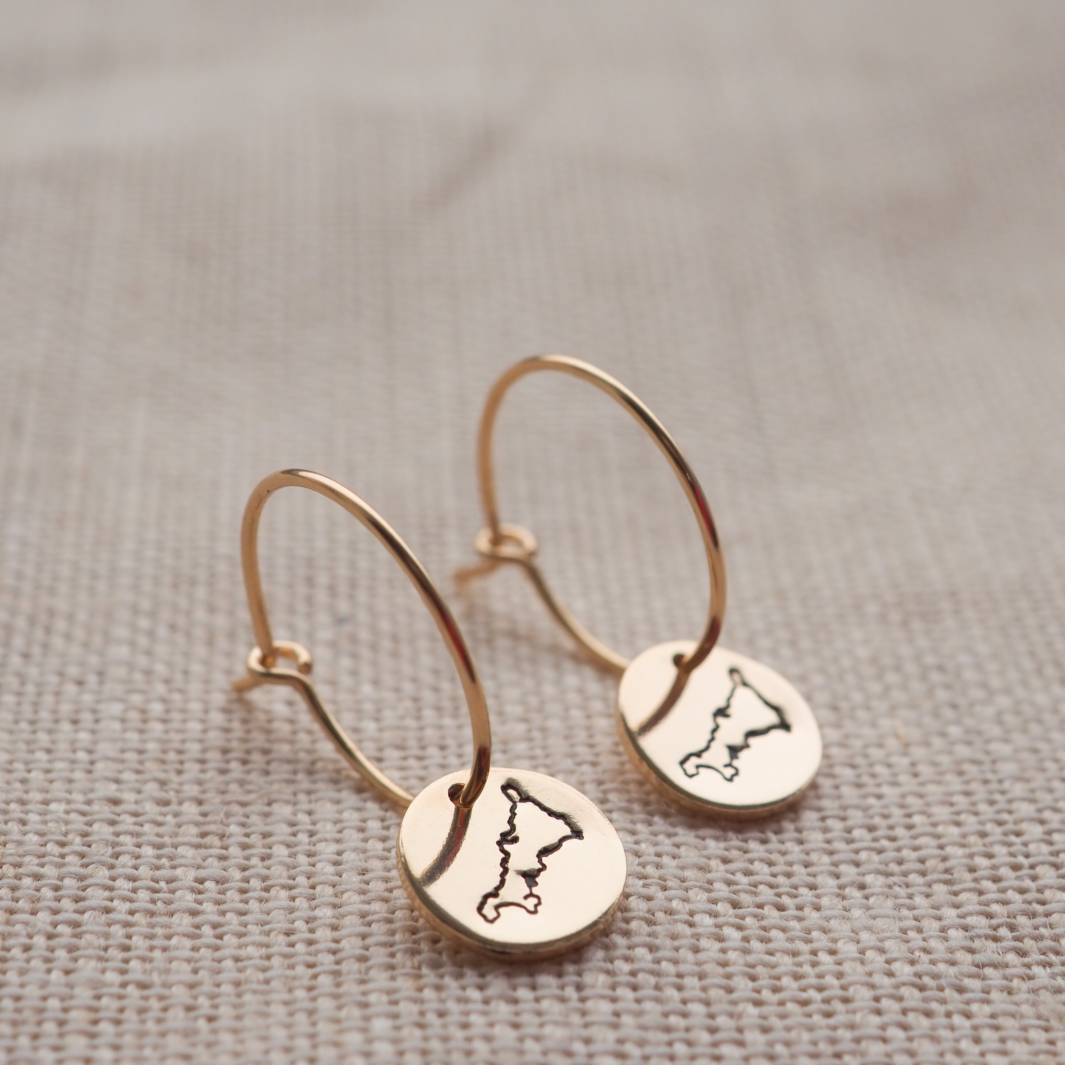 Cornwall gold disc hoop earrings