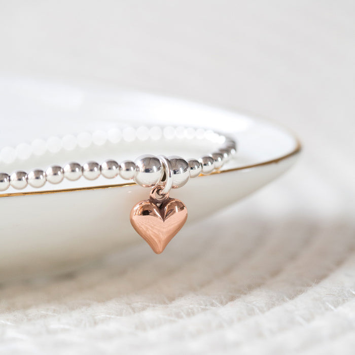 Rose gold heart beaded bracelet
