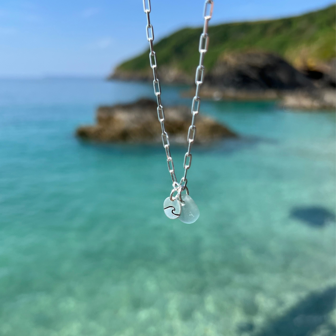 Cornish Links Sea Glass & Mini Disc Anklet