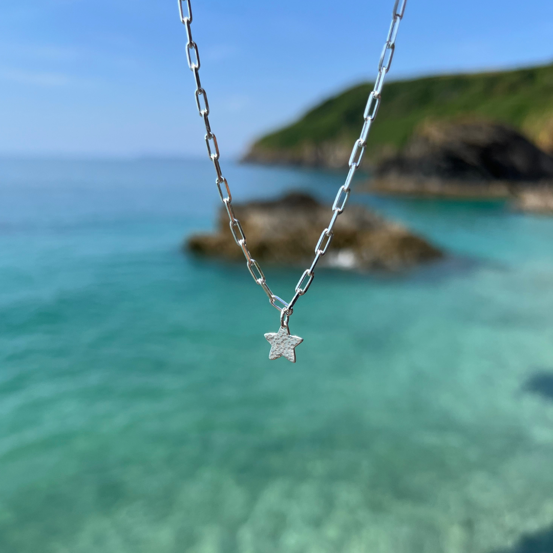 Cornish Links & Hammered Star Anklet