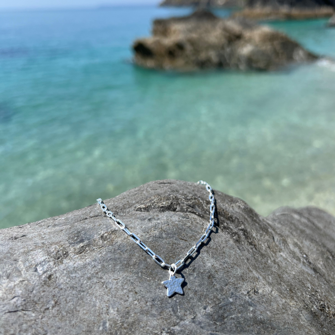 Cornish Links & Hammered Star Anklet