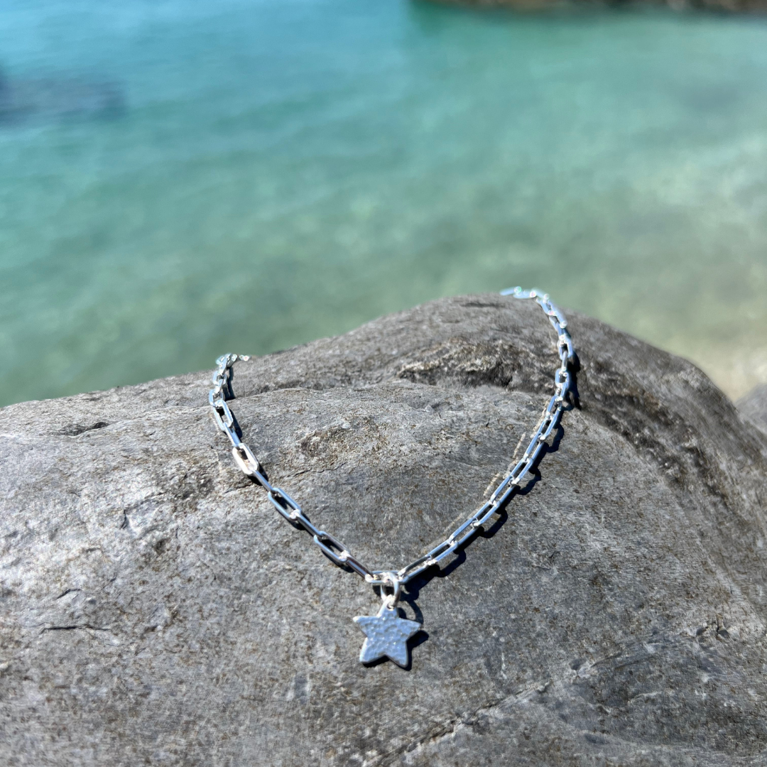 Cornish Links & Hammered Star Anklet