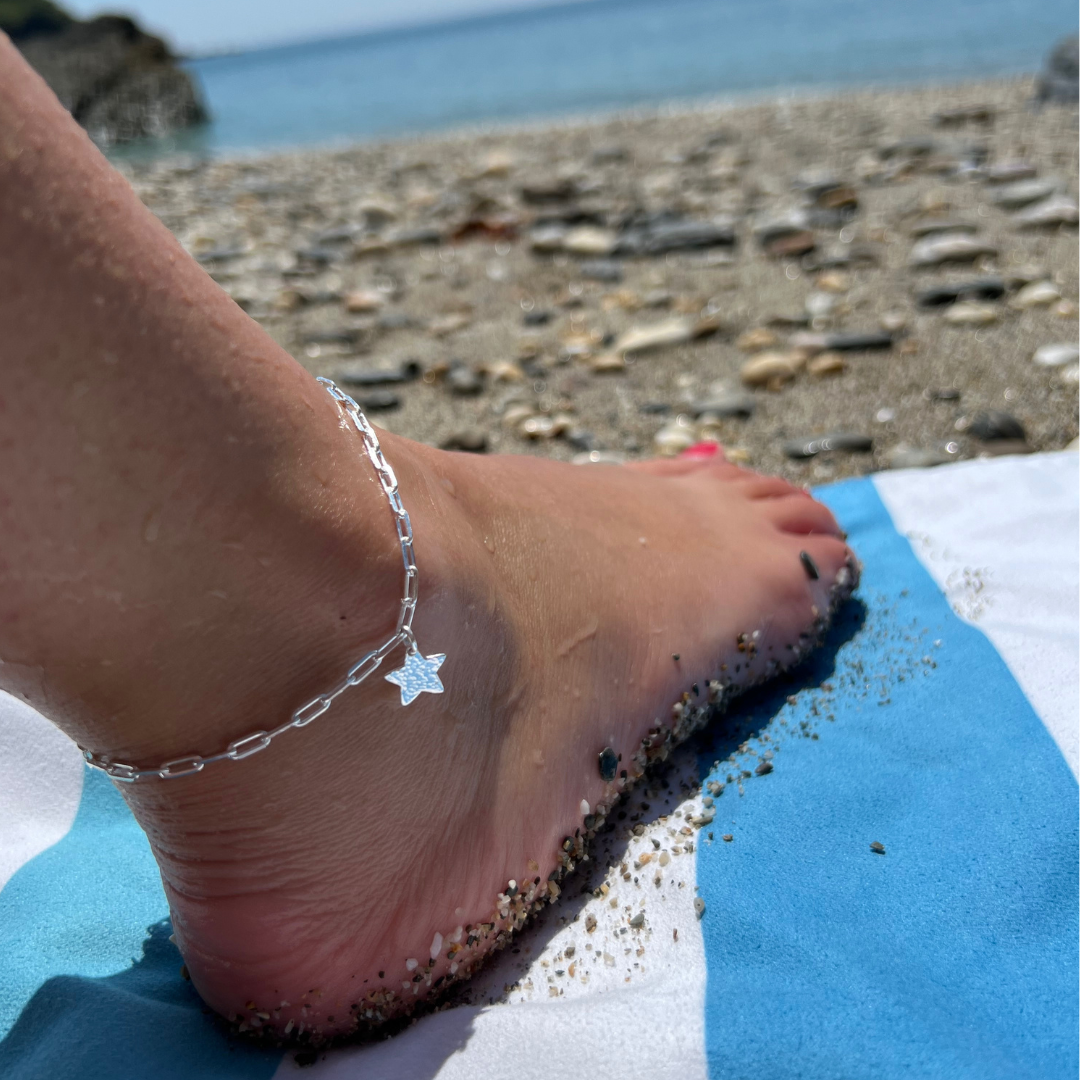 Cornish Links & Hammered Star Anklet