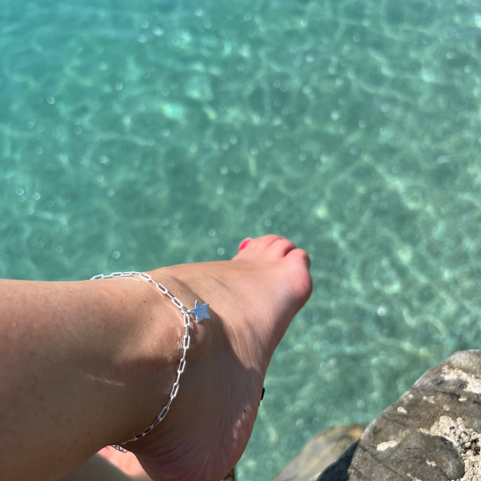 Cornish Links & Hammered Star Anklet