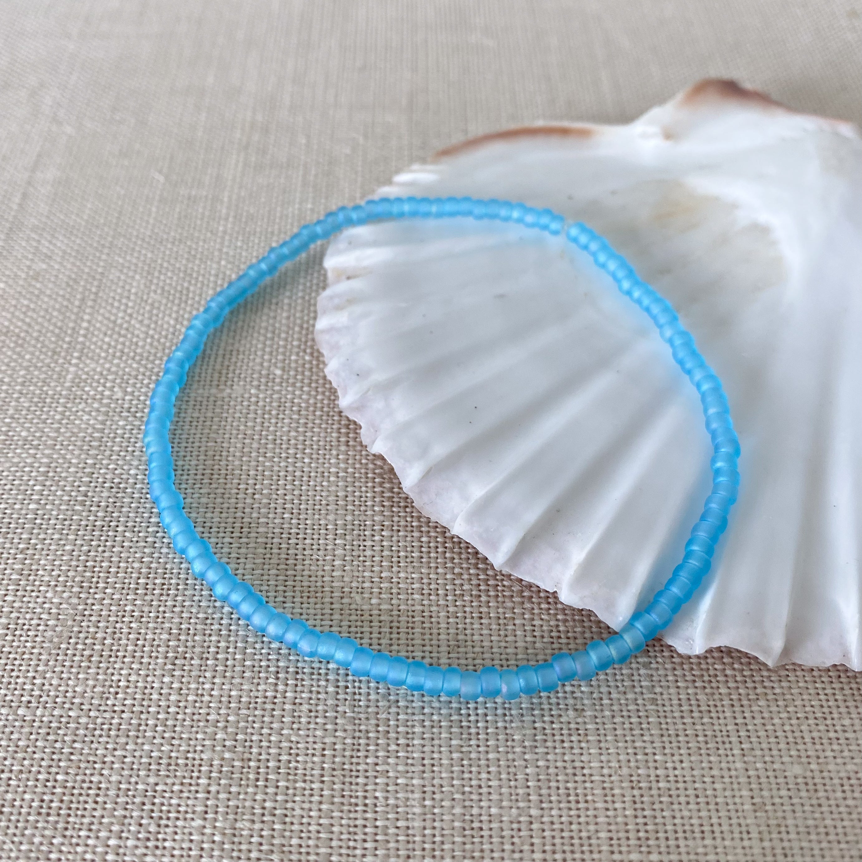 Frosted turquoise beaded anklet