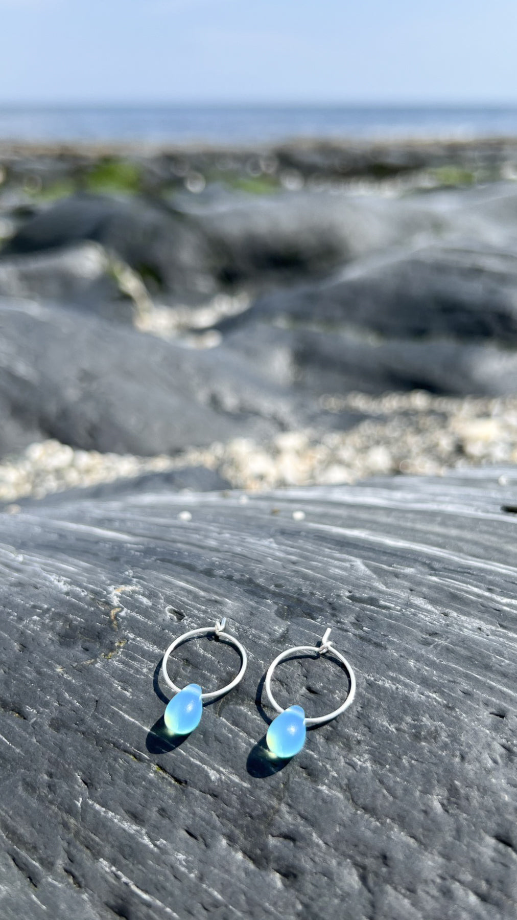 Drop Of The Ocean Hoop Earrings - Blue Opal