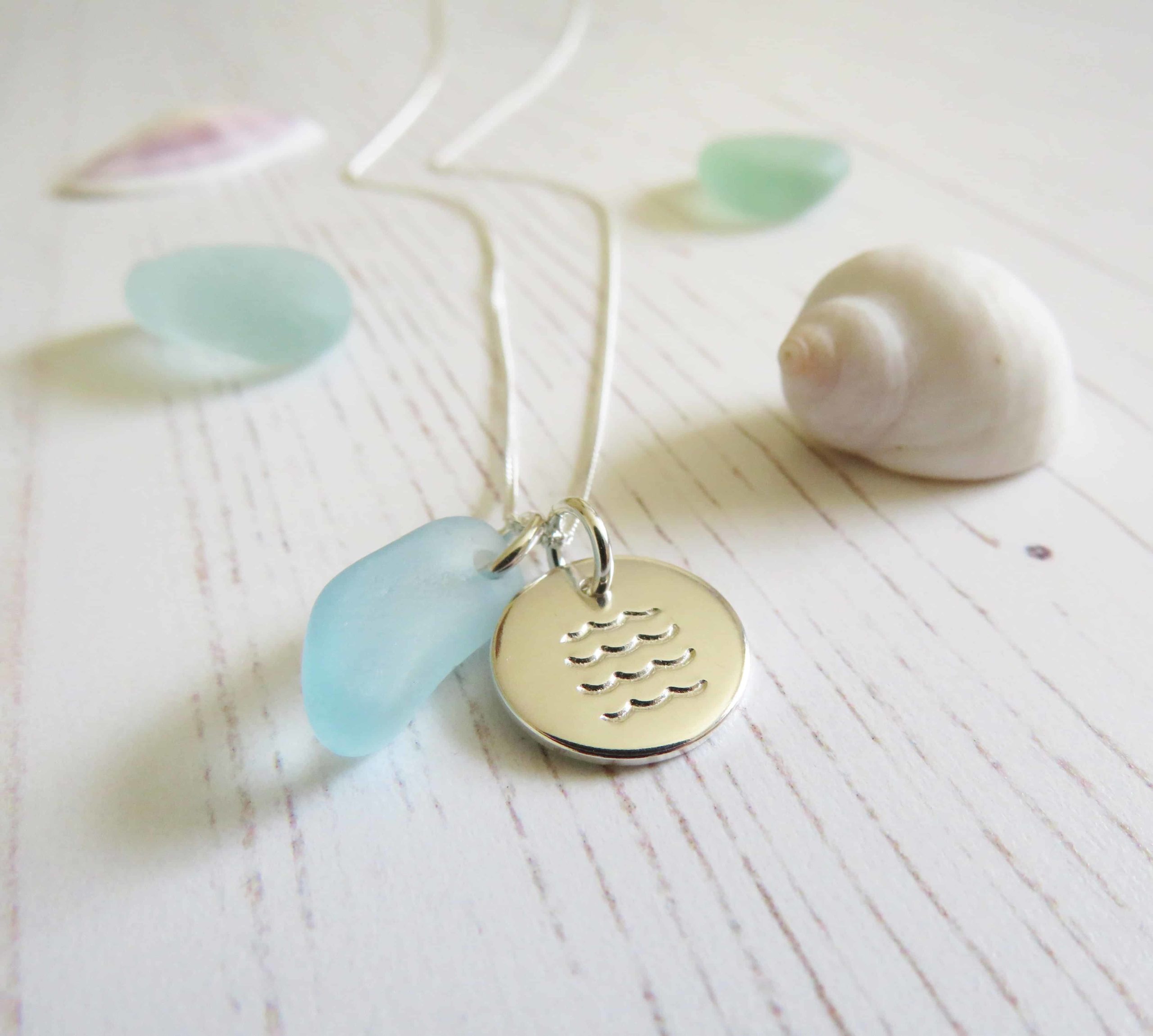 Sea glass & midi disc necklace