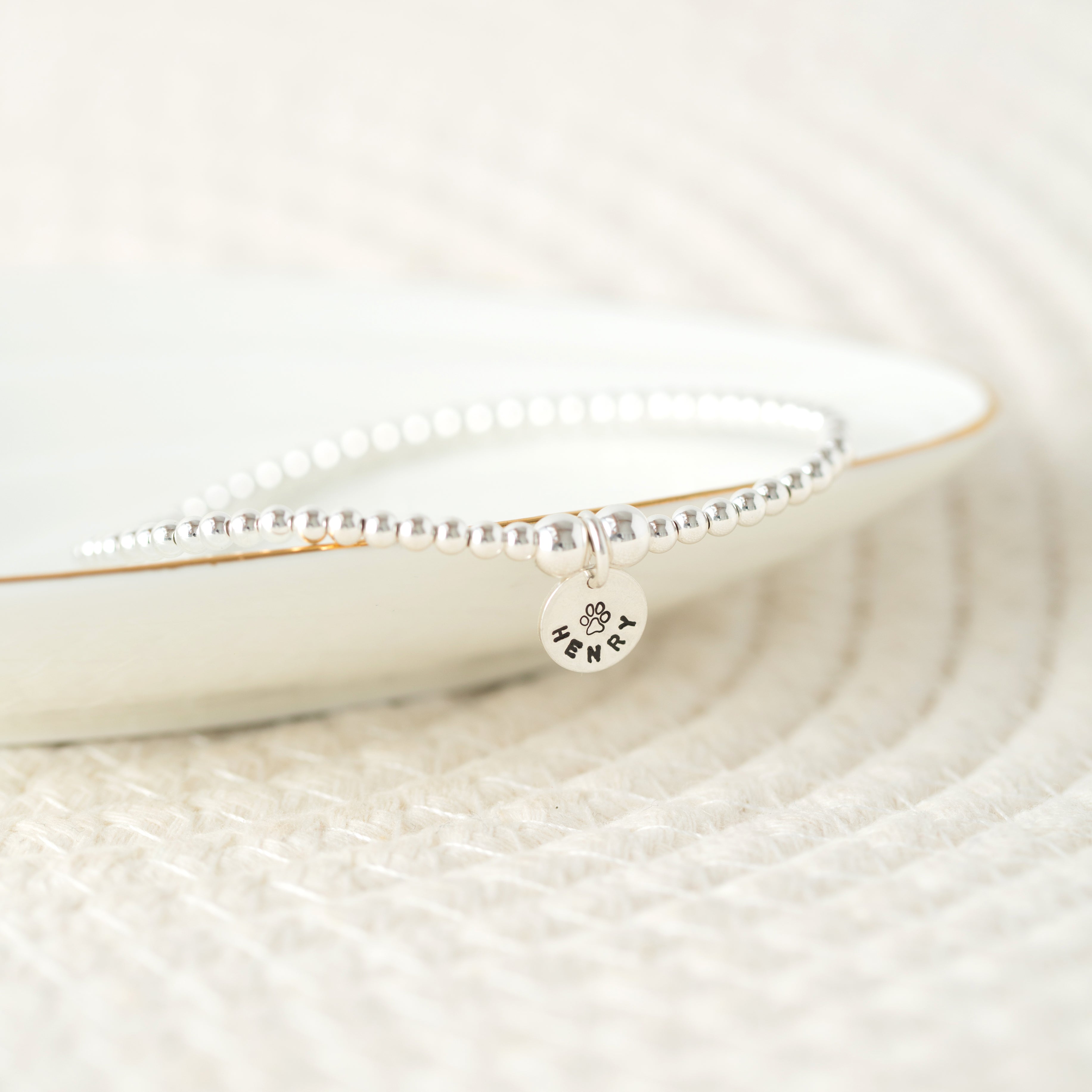 Mini silver disc beaded bracelet