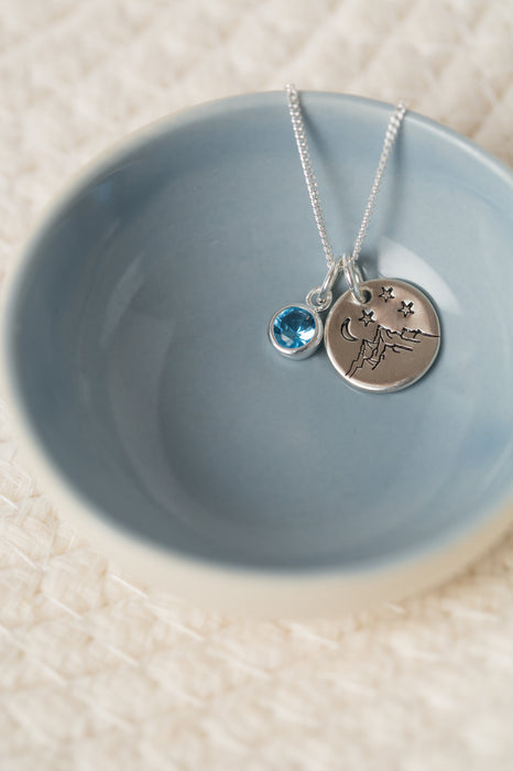 Midi disc and birthstone necklace
